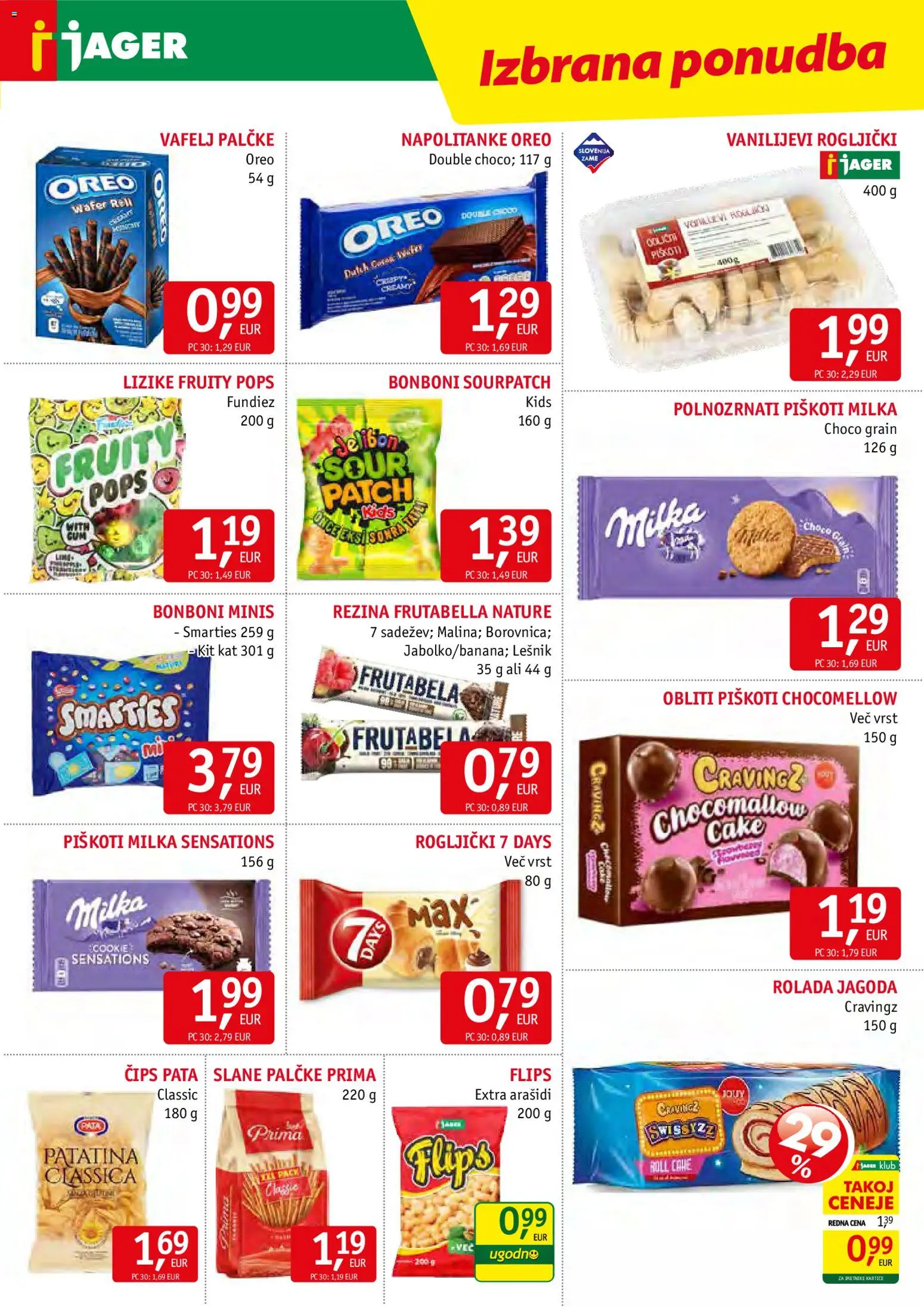 Novi Jager katalog ponudbe – veljaven od 08.04.2026 | Stran: 11 | Izdelki: Napolitanke, Bonboni, Rogljički, Piskoti