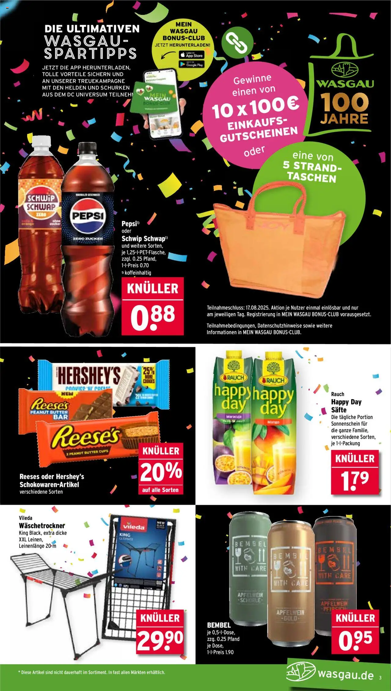 Wasgau Prospekt 	 - gültig ab dem 11.08.2025 | Seite: 3 | Produkte: Butter, Schwip schwap, Mango, Pepsi