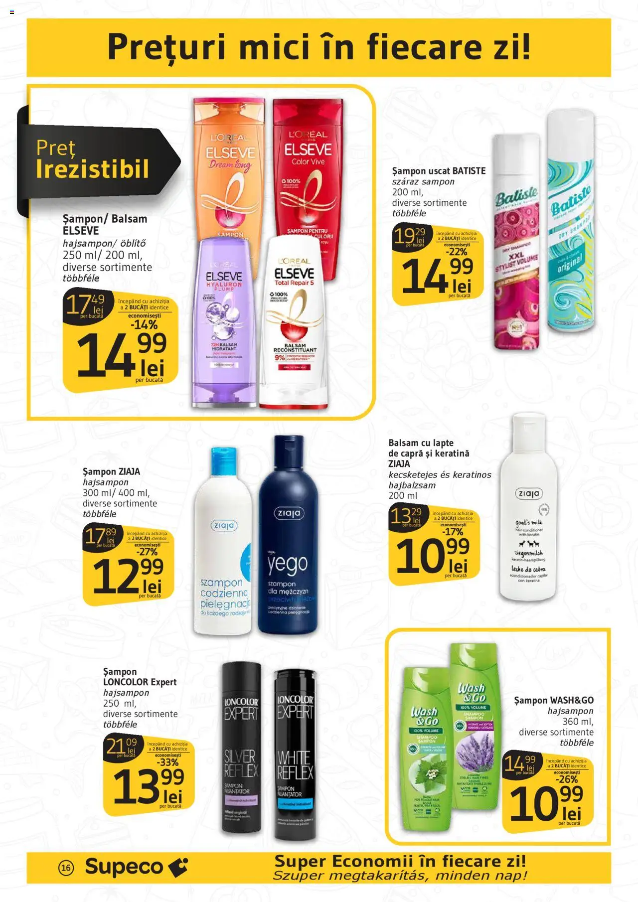 Catalog Supeco Bilingv – valabil de la 21.08.2025 | Pagină: 16 | Produse: Mici, Balsam, Lapte, Șampon uscat