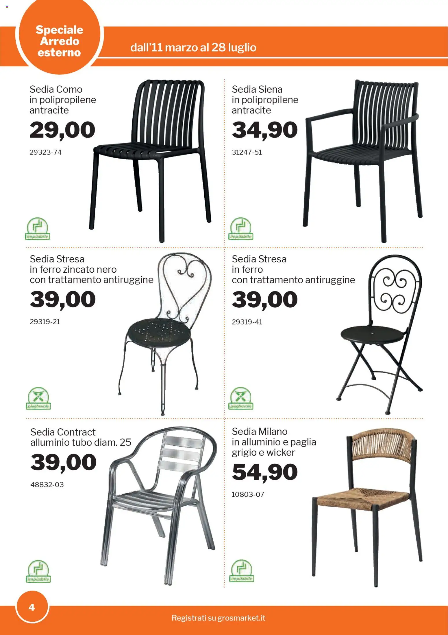 Volantino Sogegross del 11.03.2026 | Pagina: 4 | Prodotti: Tubo, Alluminio, Sedia