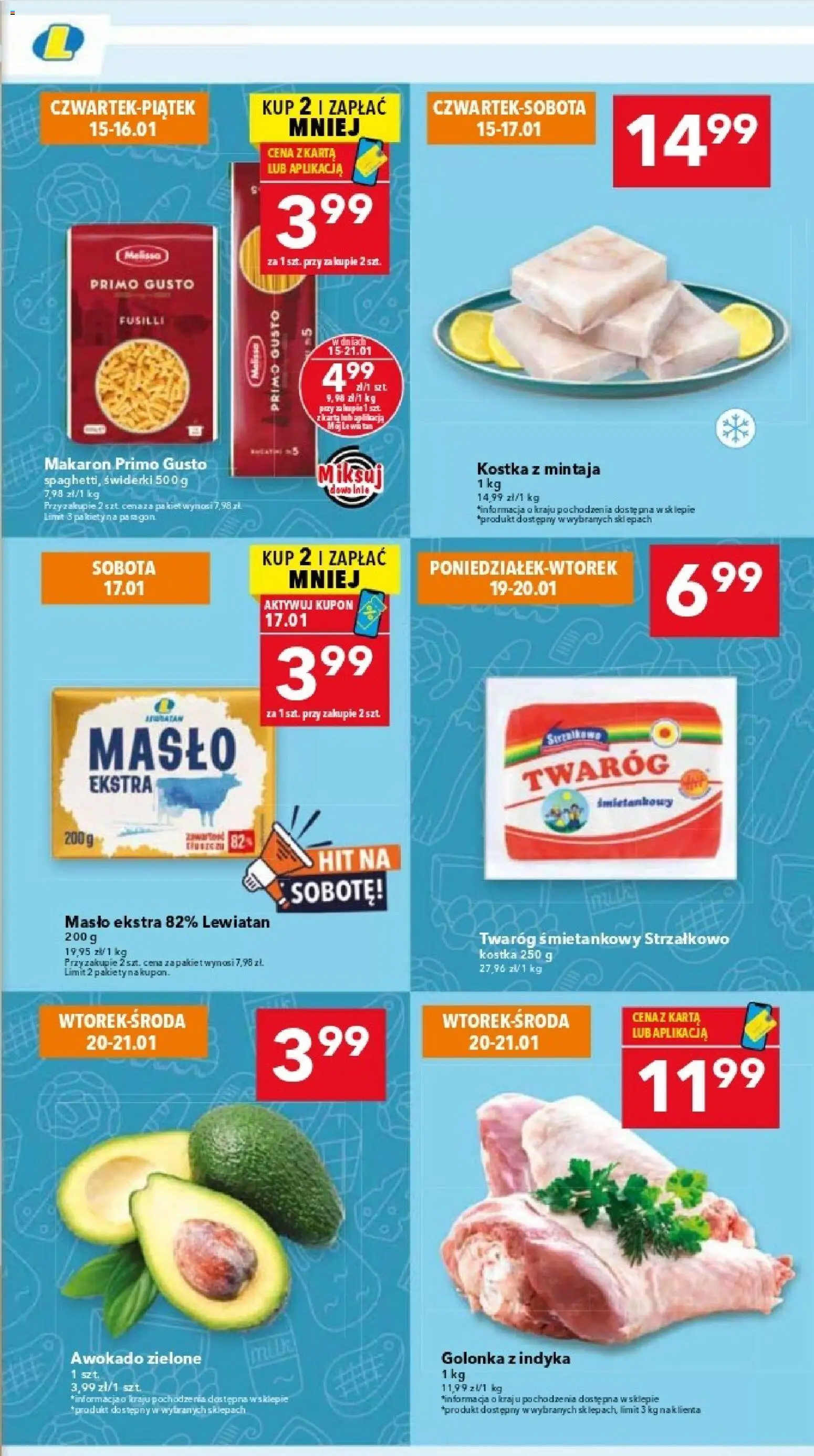 Lewiatan gazetka - Warszawa od 15.01.2026 | Strona: 3 | Produkty: Masło, Makaron, Awokado, Twaróg śmietankowy
