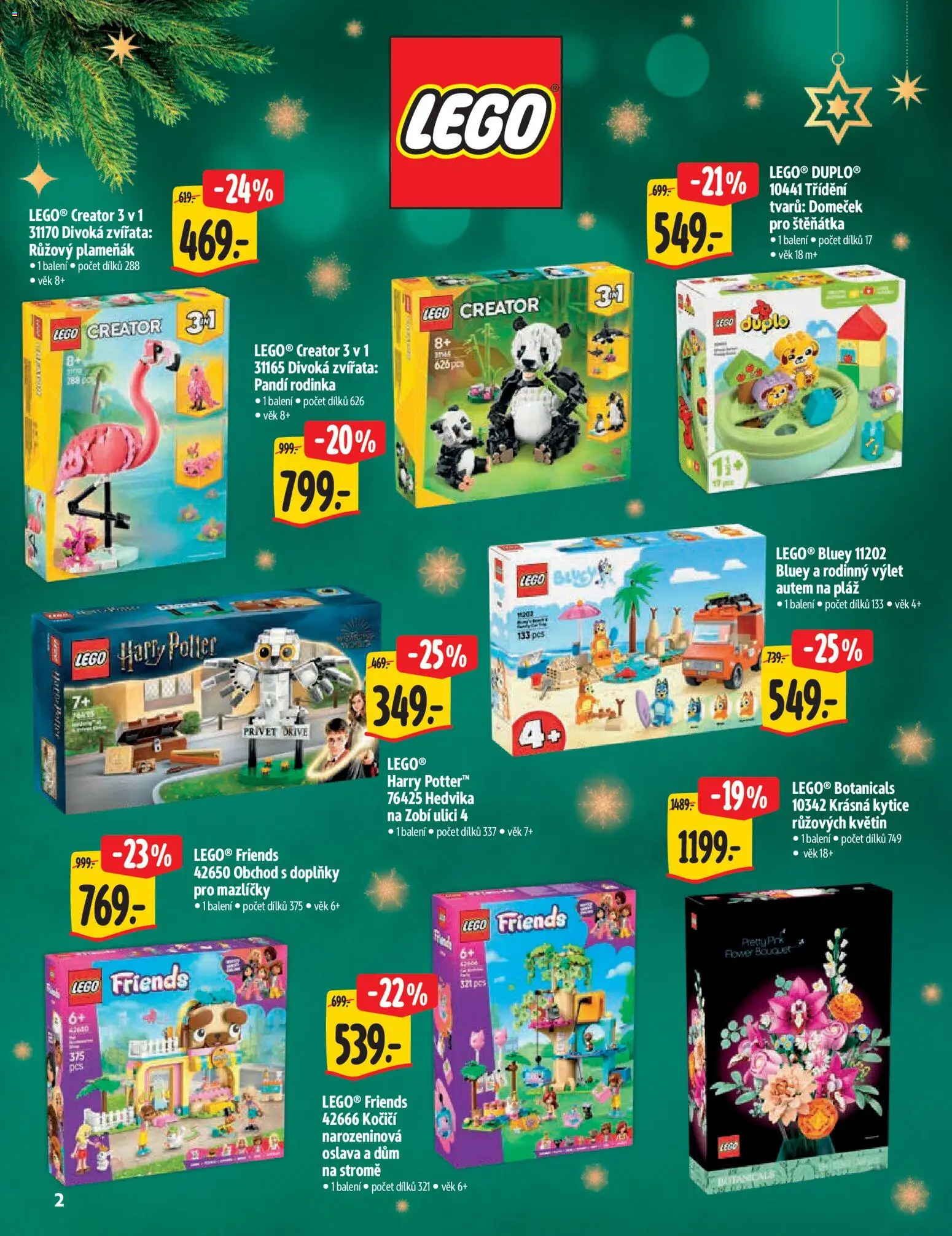 Albert katalog - Hypermarket - Vánoce od 12.11.2025 | Strana: 2 | Produkty: LEGO, Lego Friends, Kytice, Harry Potter