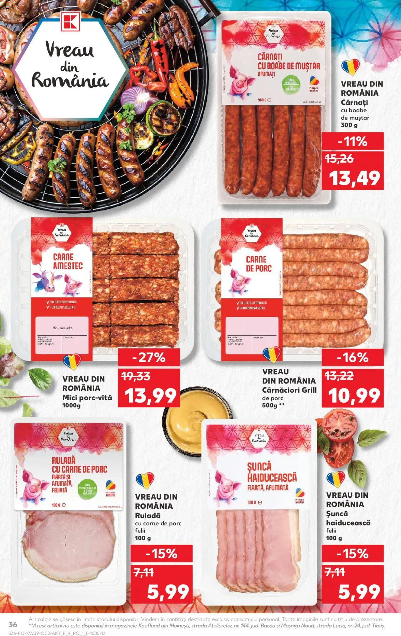 Kaufland RO akciós ujság - amely érvényes a következő dátumtól: 24.09.2025 | Oldal: 36 | Termékek: Grill, Mustár