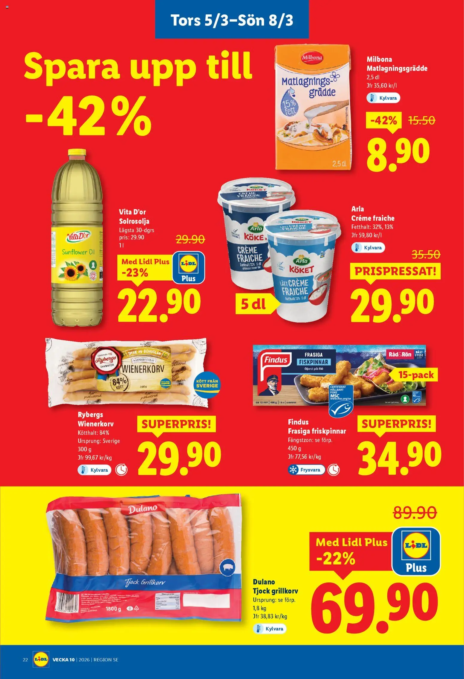Lidl reklamblad aktuell från 02.03.2026 | Sida: 26 | Produkter: Grillkorv, Creme fraiche, Wienerkorv, Grädde