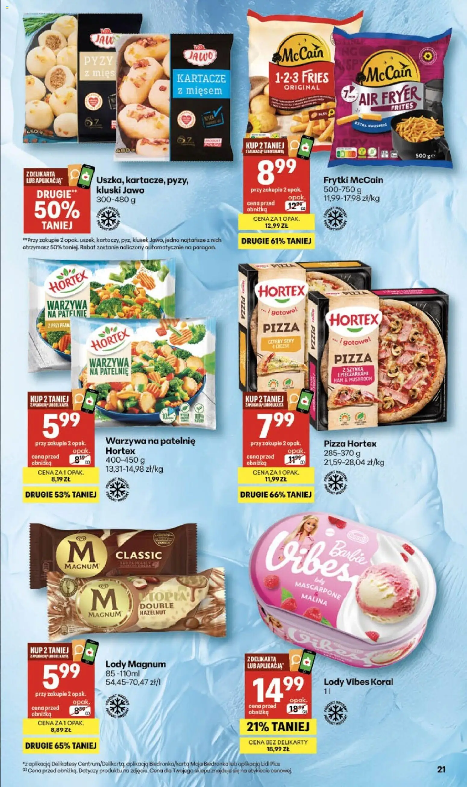 Delikatesy Centrum Gazetka - Sklepy Własne od 26.02.2026 | Strona: 21 | Produkty: Warzywa na patelnie, Lody Magnum, Frytki, Warzywa