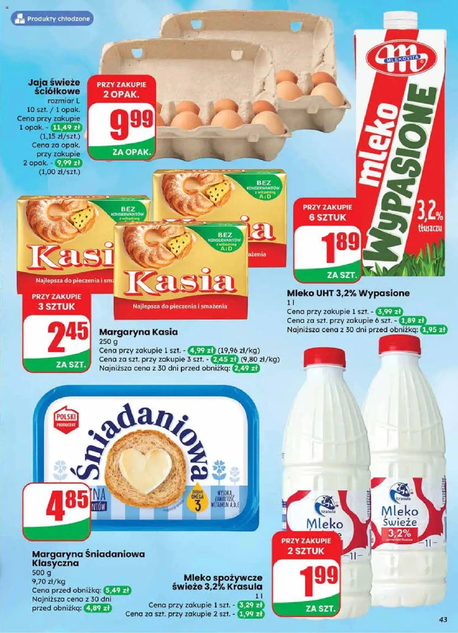 Dino gazetka od 18.03.2026 | Strona: 43 | Produkty: Margaryna kasia, Margaryna, Mleko, Jaja