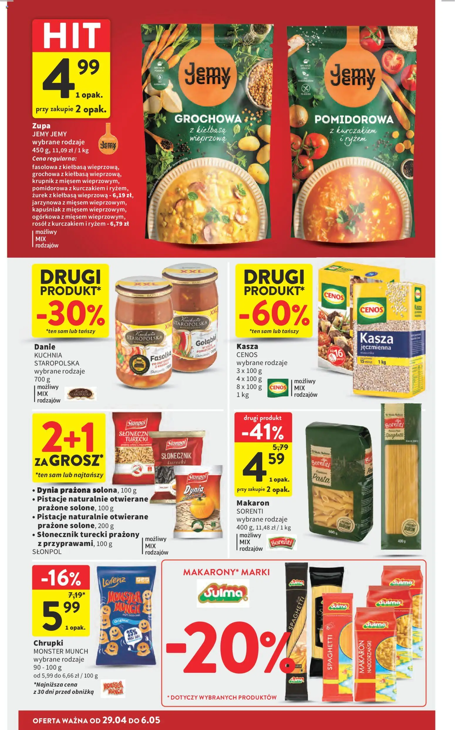 Intermarche gazetka od 29.04.2026 | Strona: 32 | Produkty: Kasza jęczmienna, Chrupki, Zupa, Makaron