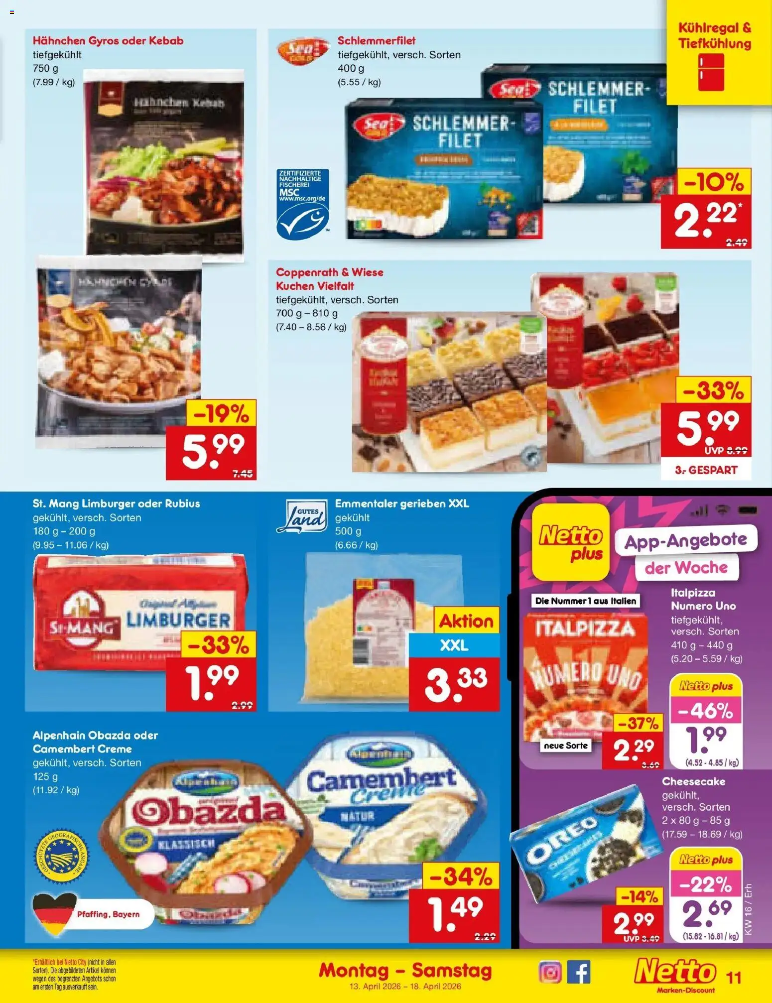 Netto Marken-Discount Prospekt Metten	 – gültig ab 13.04.2026 | Seite: 13 | Produkte: Hahnchen, Creme, Gyros, Kuchen