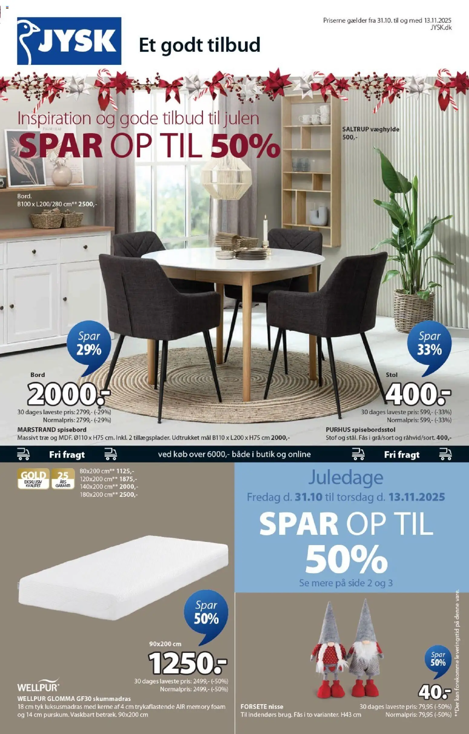 JYSK tilbudsavis – gyldig fra 31.10.2025 | Side: 1 | Produkter: Bord, Stol, Stof