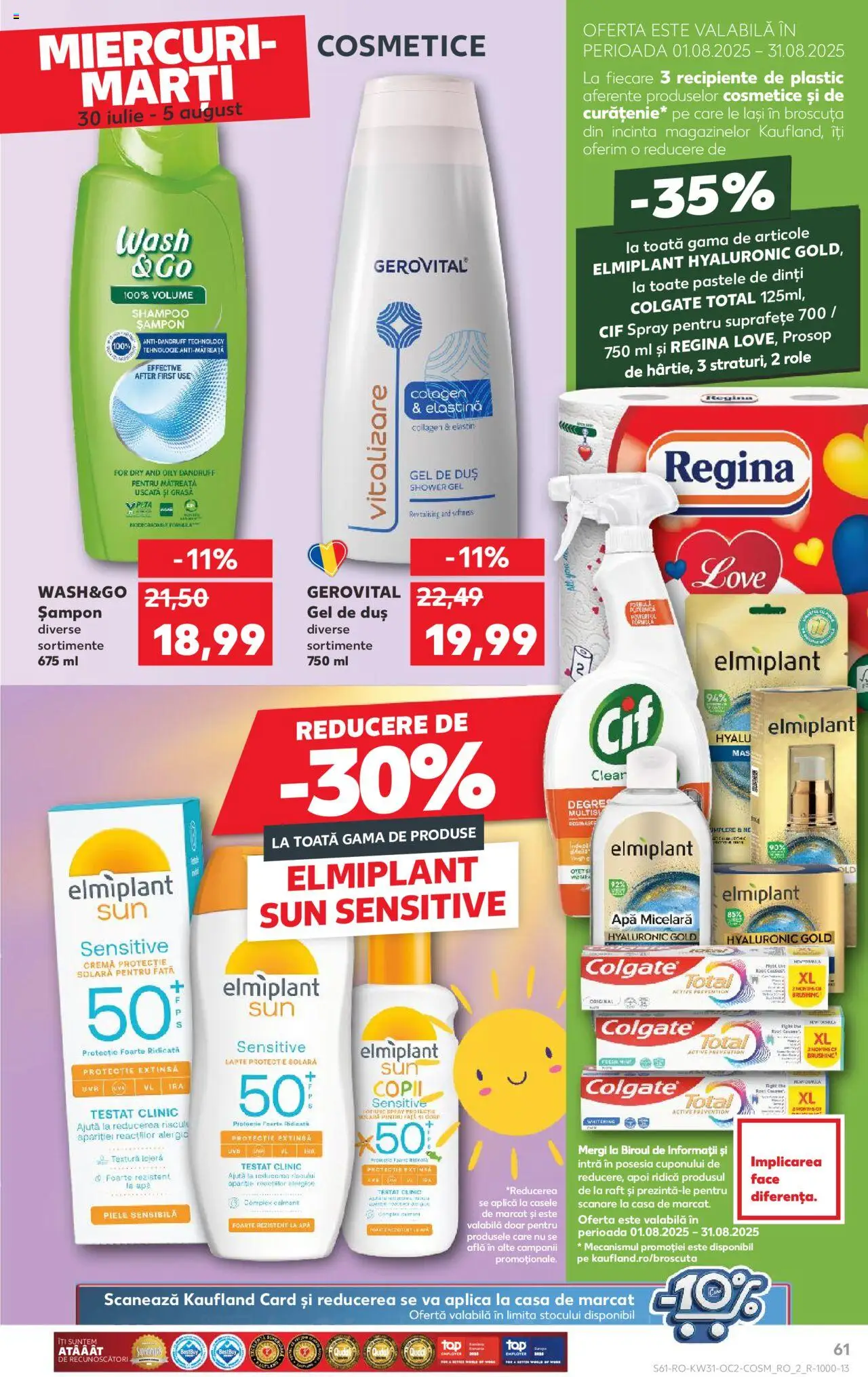 Kaufland RO akciós ujság - amely érvényes a következő dátumtól: 30.07.2025 | Oldal: 61 | Termékek: Sampon