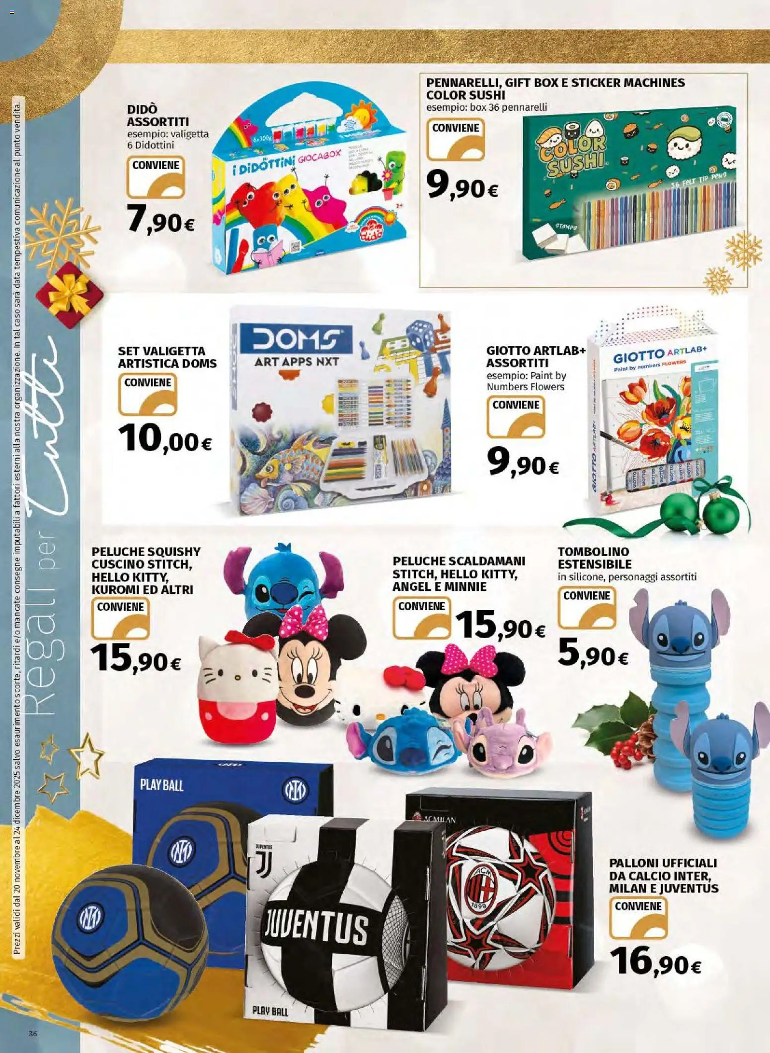 Volantino Ipercoop del 20.11.2025 | Pagina: 36 | Prodotti: Peluche, Data, Pennarelli, Cuscino
