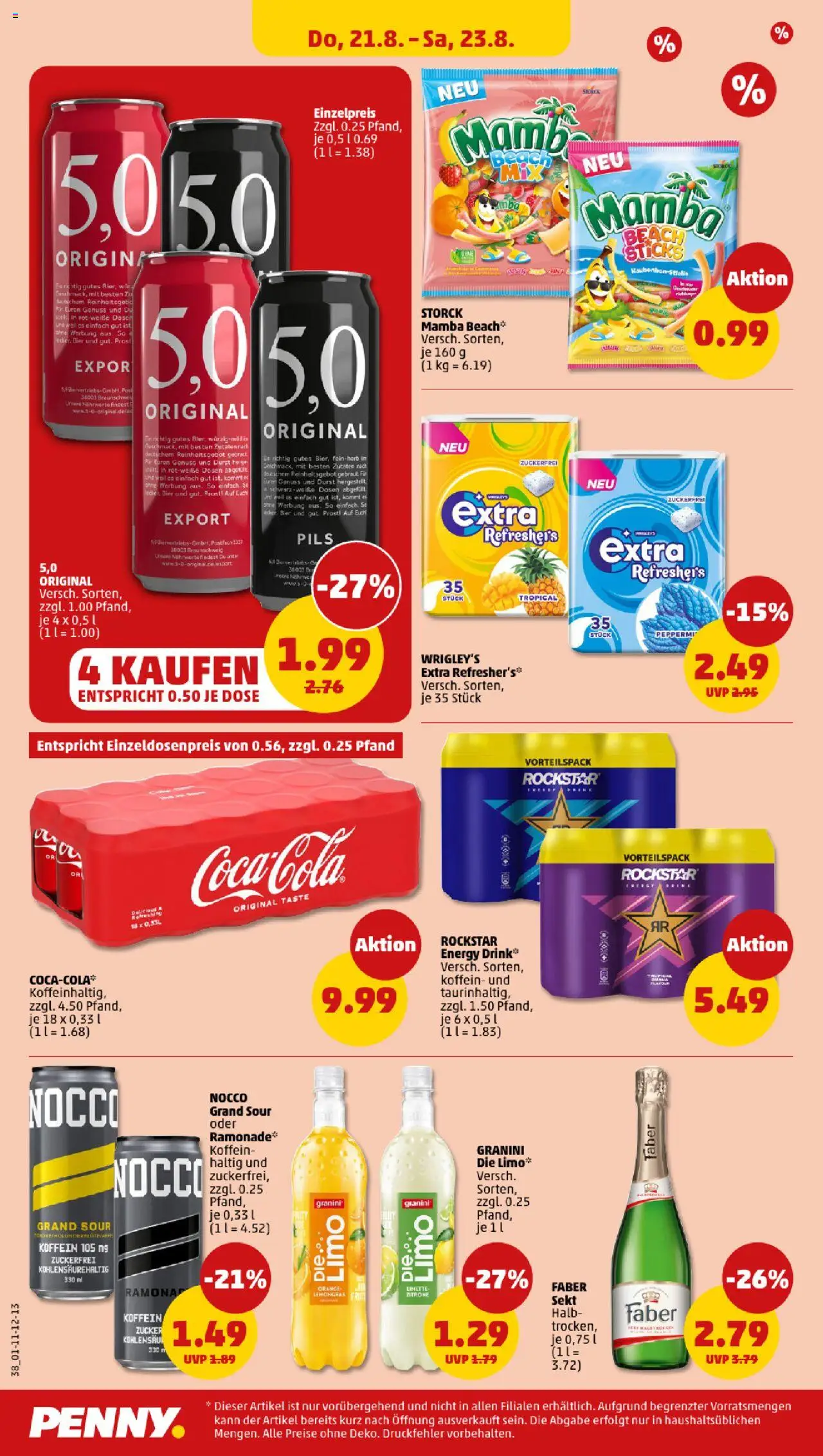 Penny Prospekt 	 - gültig ab dem 18.08.2025 | Seite: 38 | Produkte: Bier, Pils, Zitrone, Limette