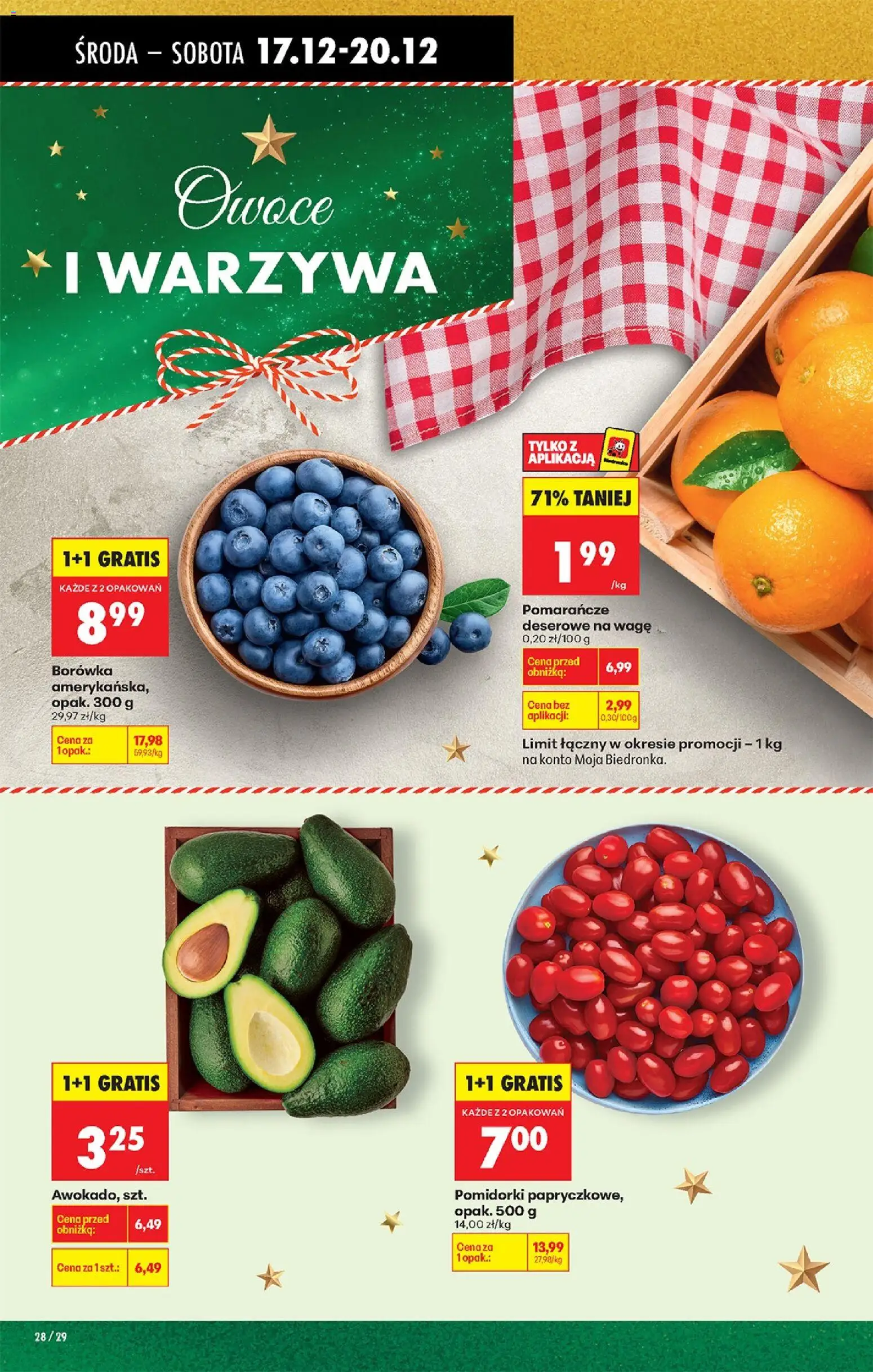 Biedronka gazetka - Oferta w tym tygodniu od 17.12.2025 | Strona: 34 | Produkty: Pomarańcze, Warzywa, Owoce
