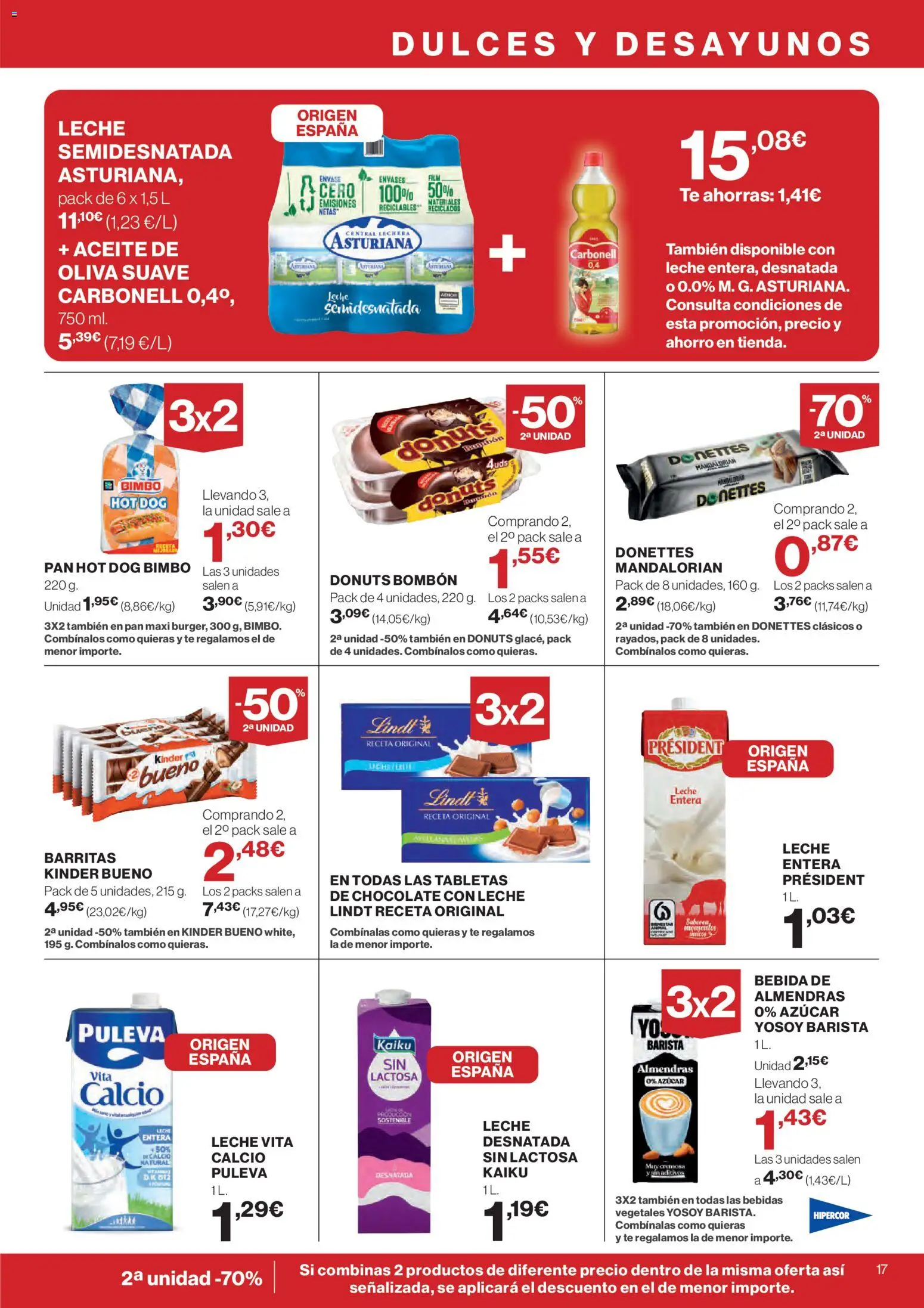 Hipercor catálogo │ válido desde el 12.02.2026 | Página: 17 | Productos: Leche, Pan, Κεραία, Chocolate con leche
