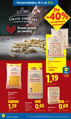 Domaći rezanci s jajima XXL, 500 g, Redovna cijena za 400 g = 1.39, 25% Gratis! - Pregled kataloga iz trgovine Lidl, vrijedi od 16.02.2026 | Stranica: 10