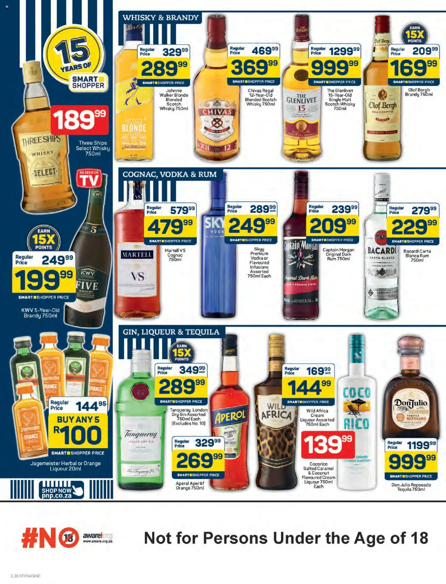 New Pick n Pay catalogue – valid from 24.04.2026 | Page: 2 | Products: Brandy, Rum, Ensalada de quino, Caramel