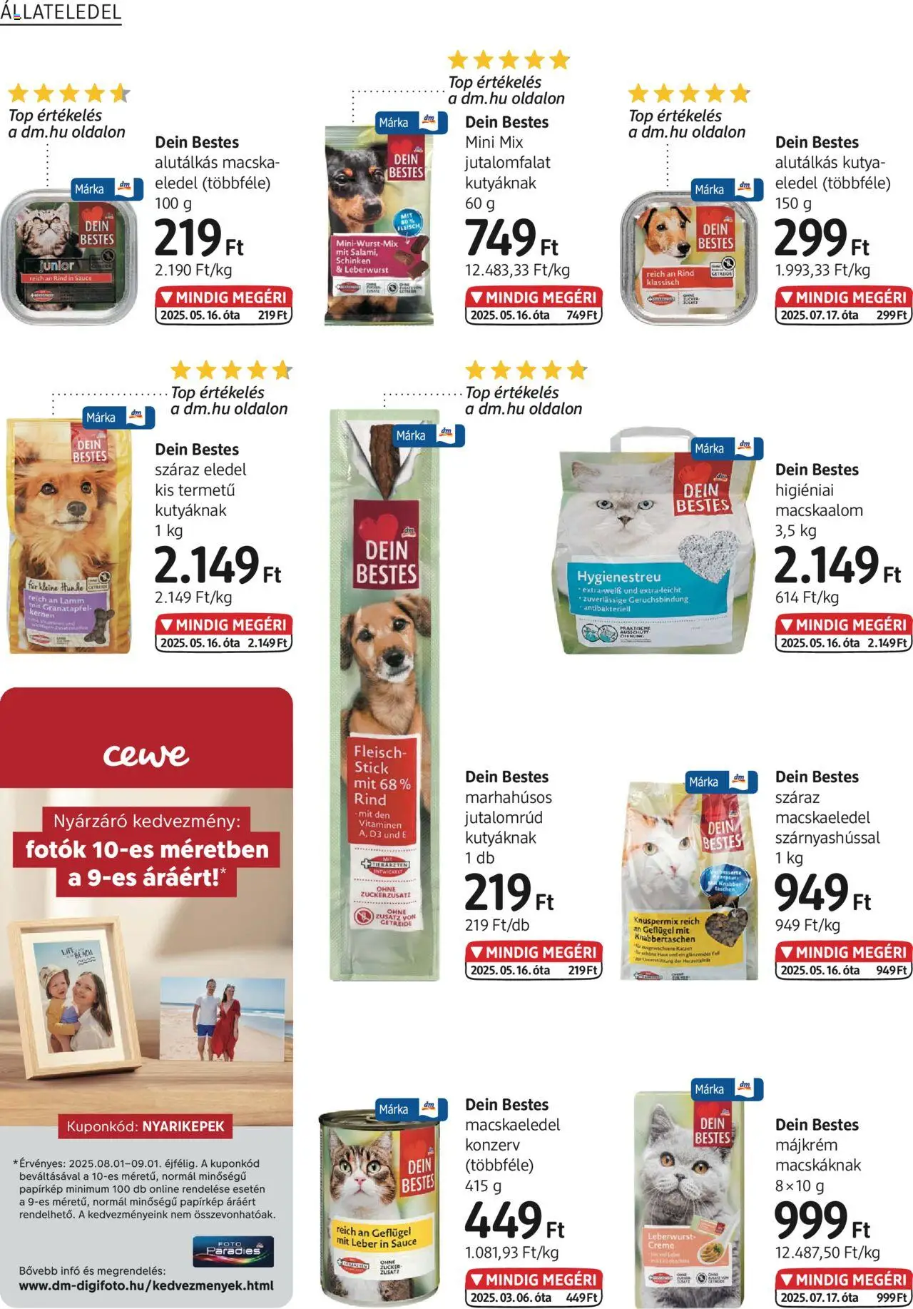 DM Drogerie Markt akciós ujság - amely érvényes a következő dátumtól: 14.08.2025 | Oldal: 24 | Termékek: Macskaalom, Májkrém, Macskaeledel, Kutyaeledel