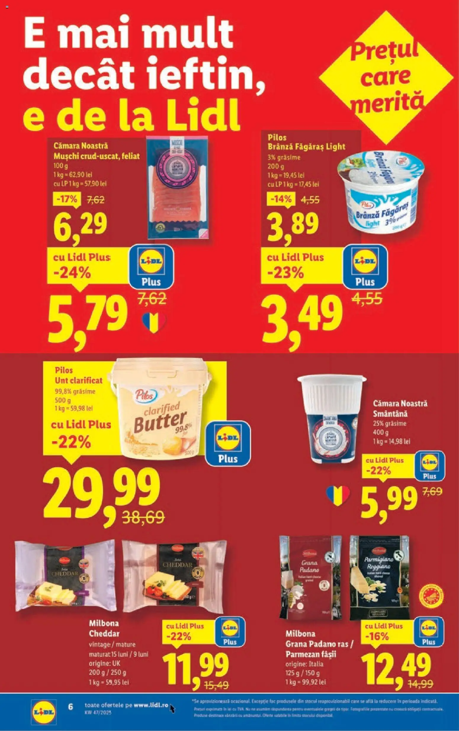 Noul catalog Lidl – valabil de la 17.11.2025 | Pagină: 6 | Produse: Toplar, Unt, Brânză, Parmezan