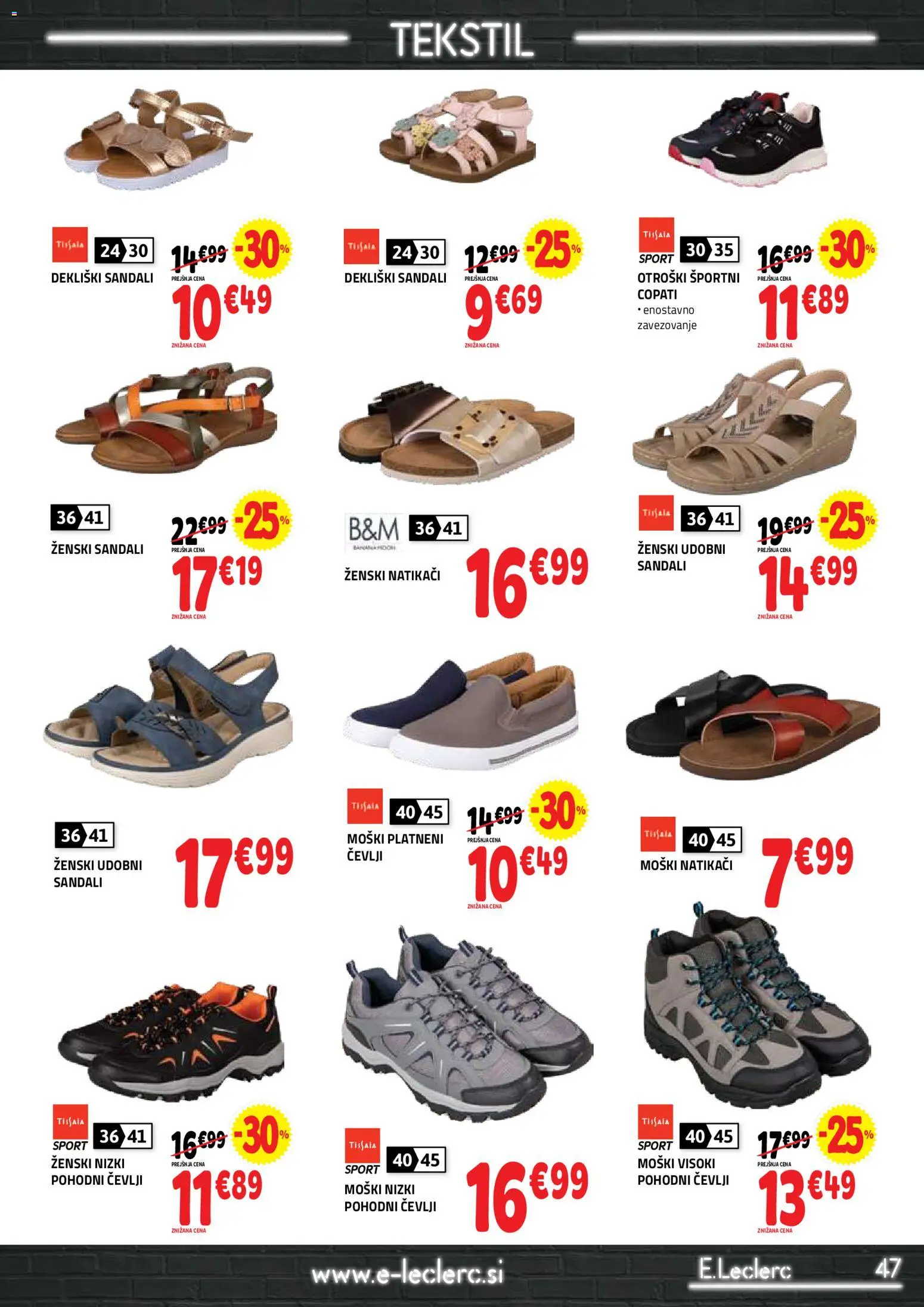Novi E.leclerc katalog ponudbe – veljaven od 29.04.2026 | Stran: 47 | Izdelki: Cevlji, Sandali, Natikaci, Copati