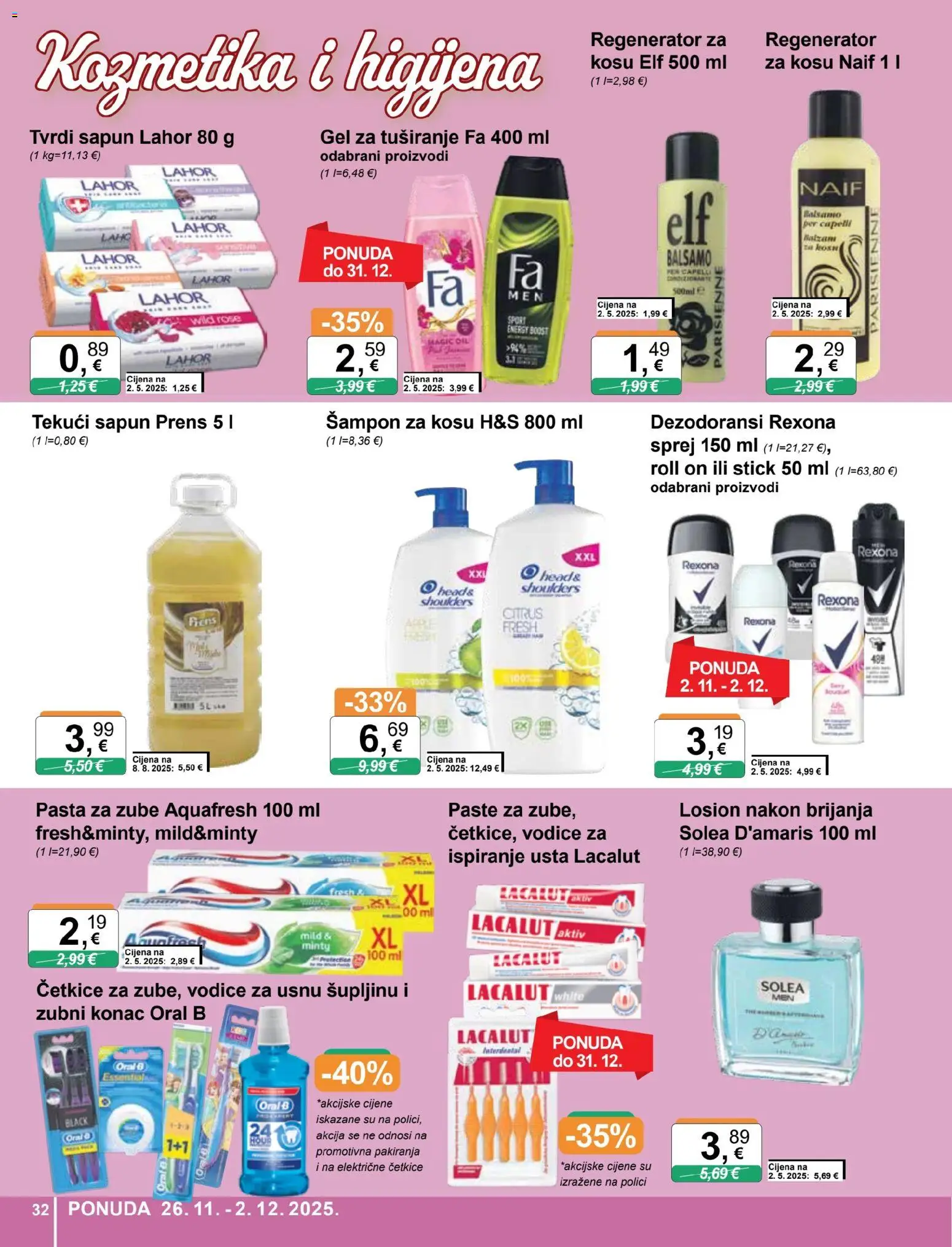 KTC katalog | vrijedi od 26.11.2025 | Stranica: 32 | Proizvodi: Šampon, Losion nakon brijanja, Pasta, Lacalut
