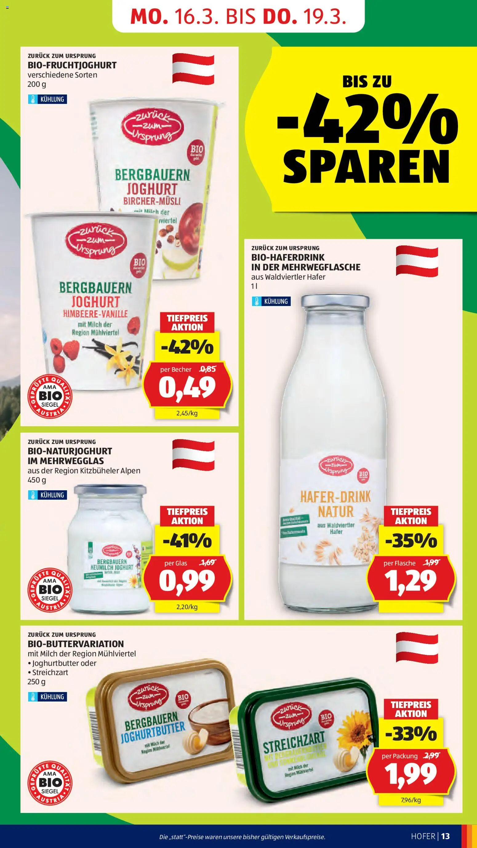 Hofer Flugblatt gültig ab 11.03.2026 | Seite: 17 | Produkte: Milch, Joghurt