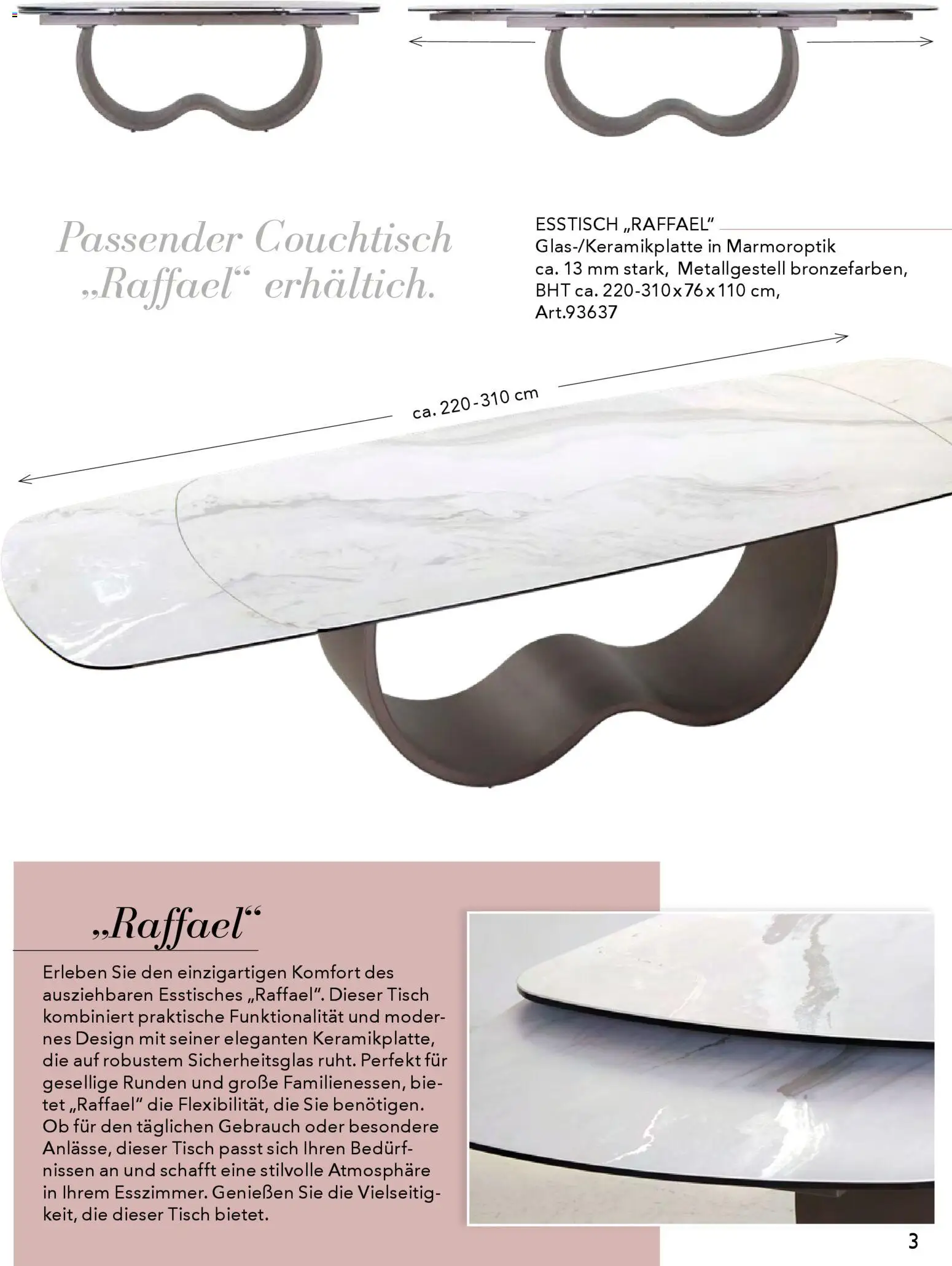 Rahaus Prospekt Glas/Keramik-Esstische – gültig ab 29.01.2026 | Seite: 3 | Produkte: Esstisch, Couchtisch, Tisch