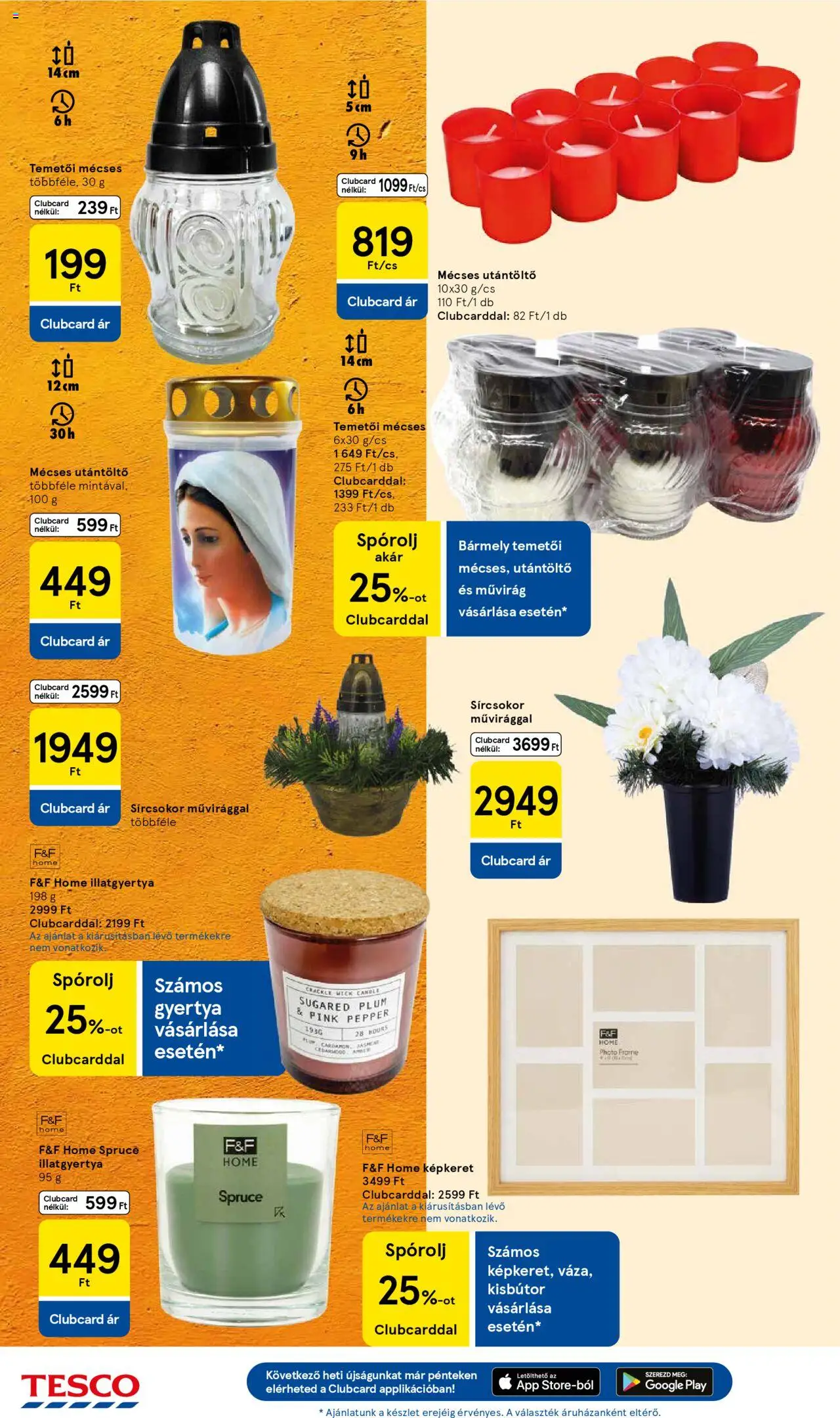Tesco akciós ujság - amely érvényes a következő dátumtól: 02.10.2025 | Oldal: 30 | Termékek: Gyertya, Művirág, Illatgyertya, Mécses