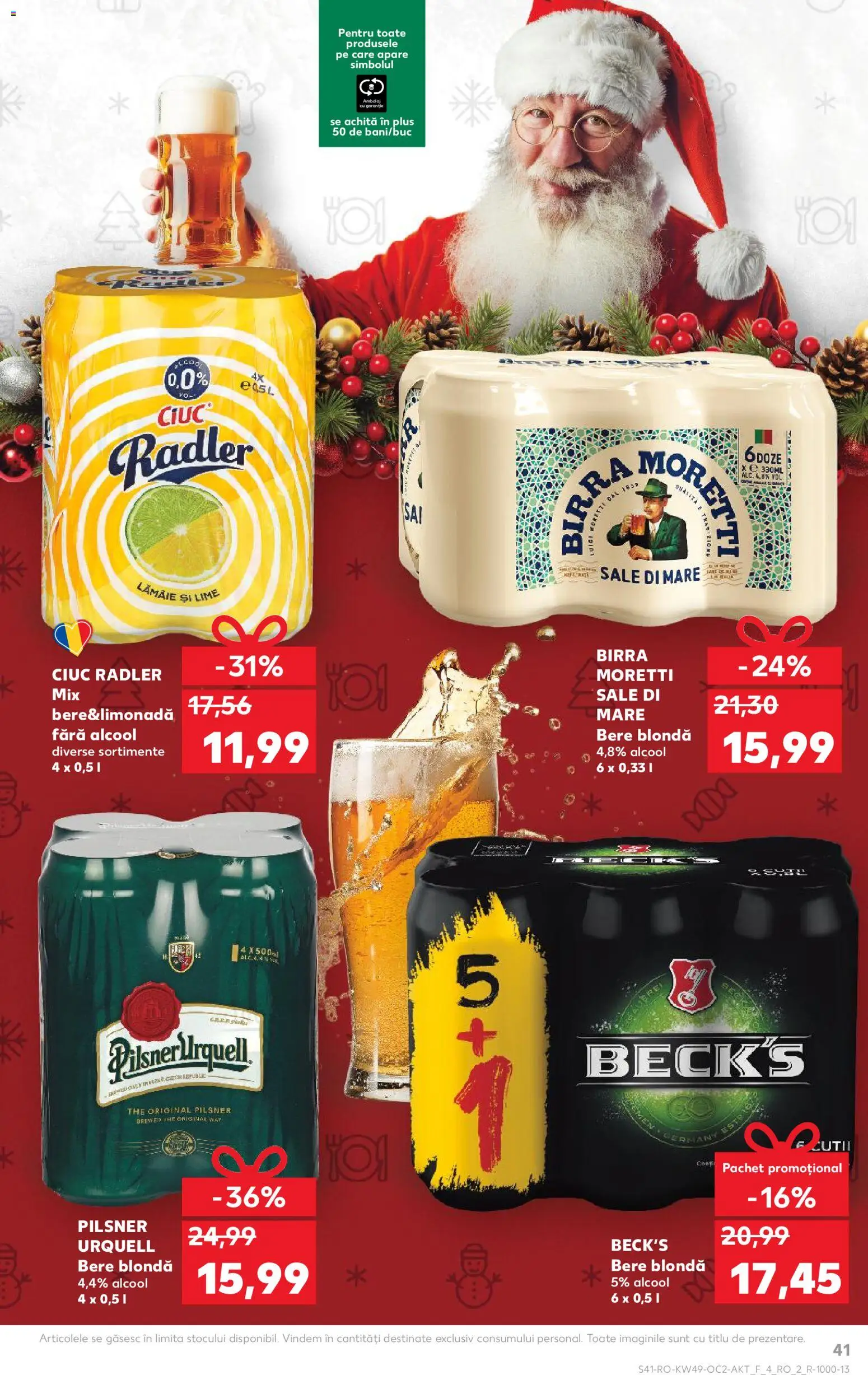 Kaufland RO akciós ujság - amely érvényes a következő dátumtól: 03.12.2025 | Oldal: 41 | Termékek: Lime, Radler, Pilsner urquell