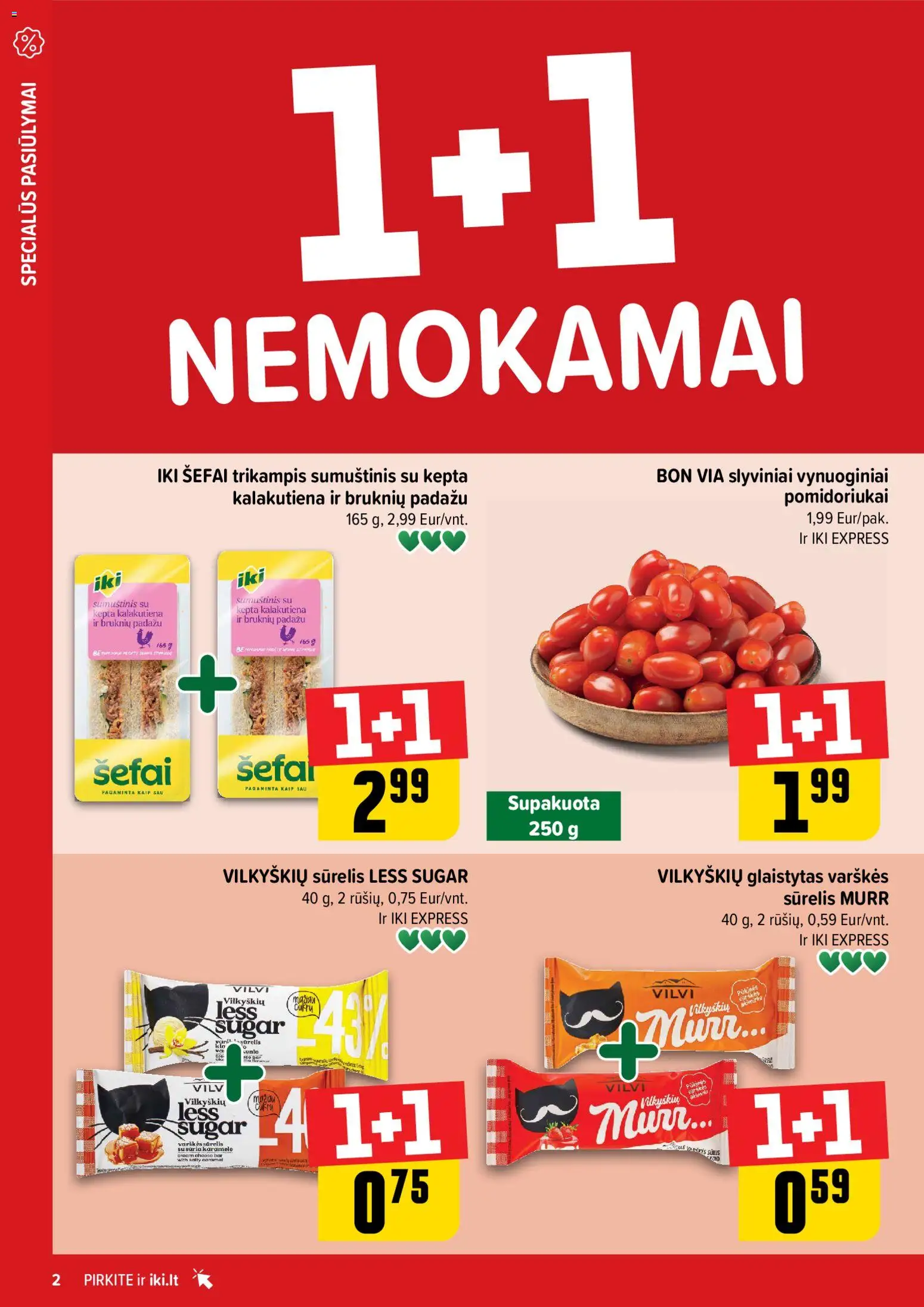 IKI akcijos nuo 10.11.2025 | Puslapis: 2 | Prekių: Sūrelis, Sumuštinis