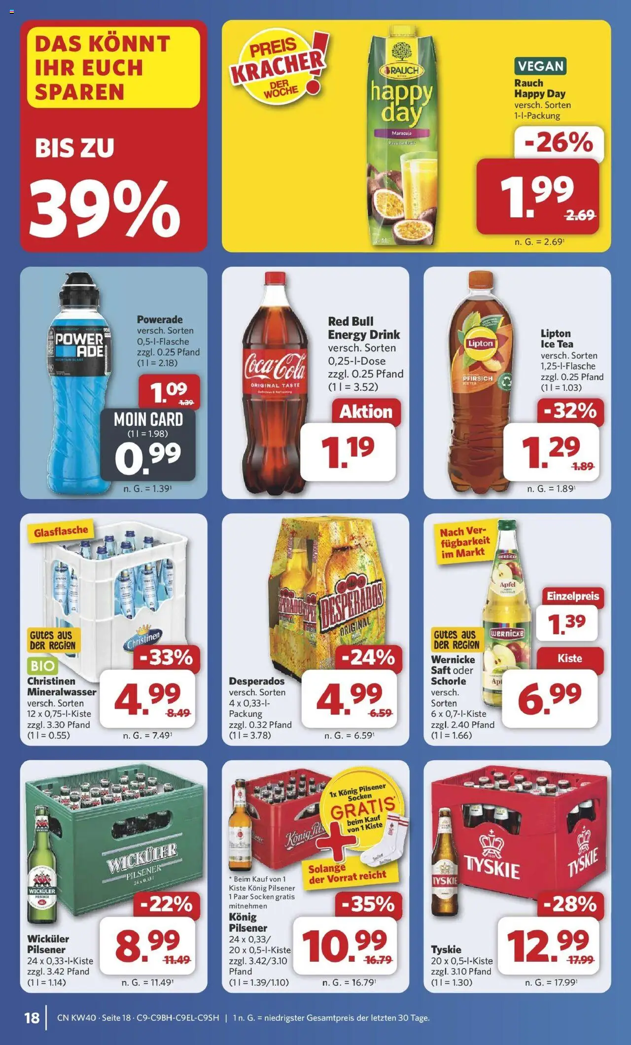 Combi Prospekt Steinhagen	 – gültig ab 28.09.2025 | Seite: 22 | Produkte: Tyskie, Konig pilsener, Äpfel, Mineralwasser