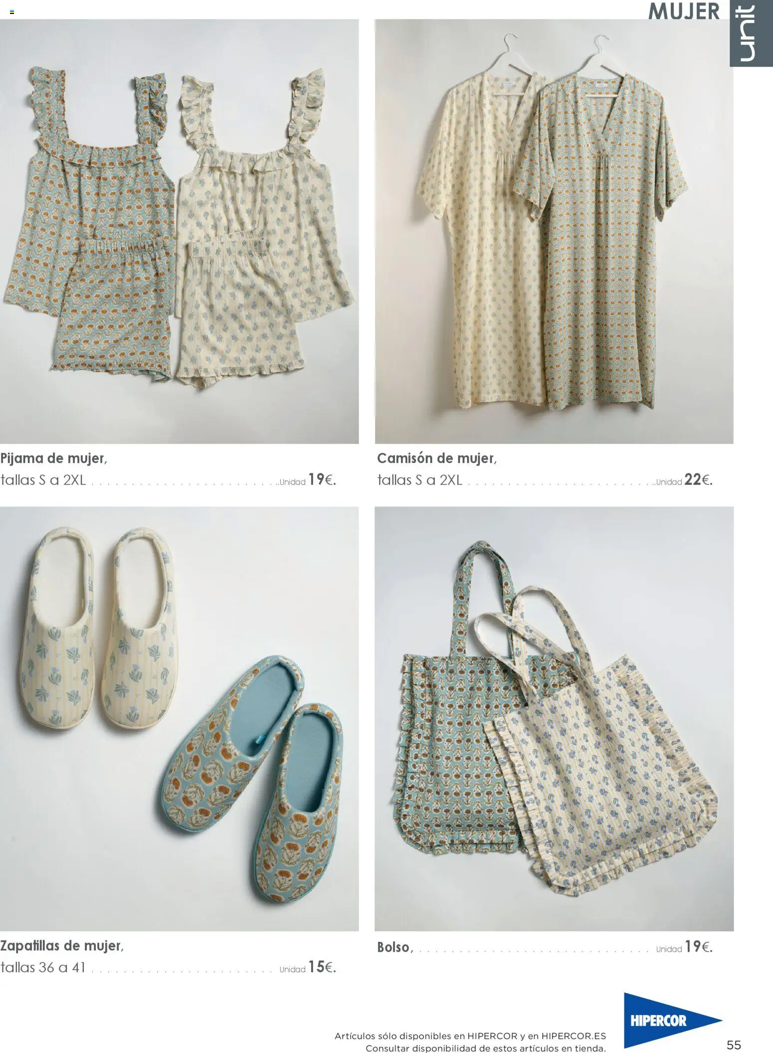 Hipercor catálogo │ válido desde el 23.04.2026 | Página: 55 | Productos: Pijama, Zapatillas, Camisón