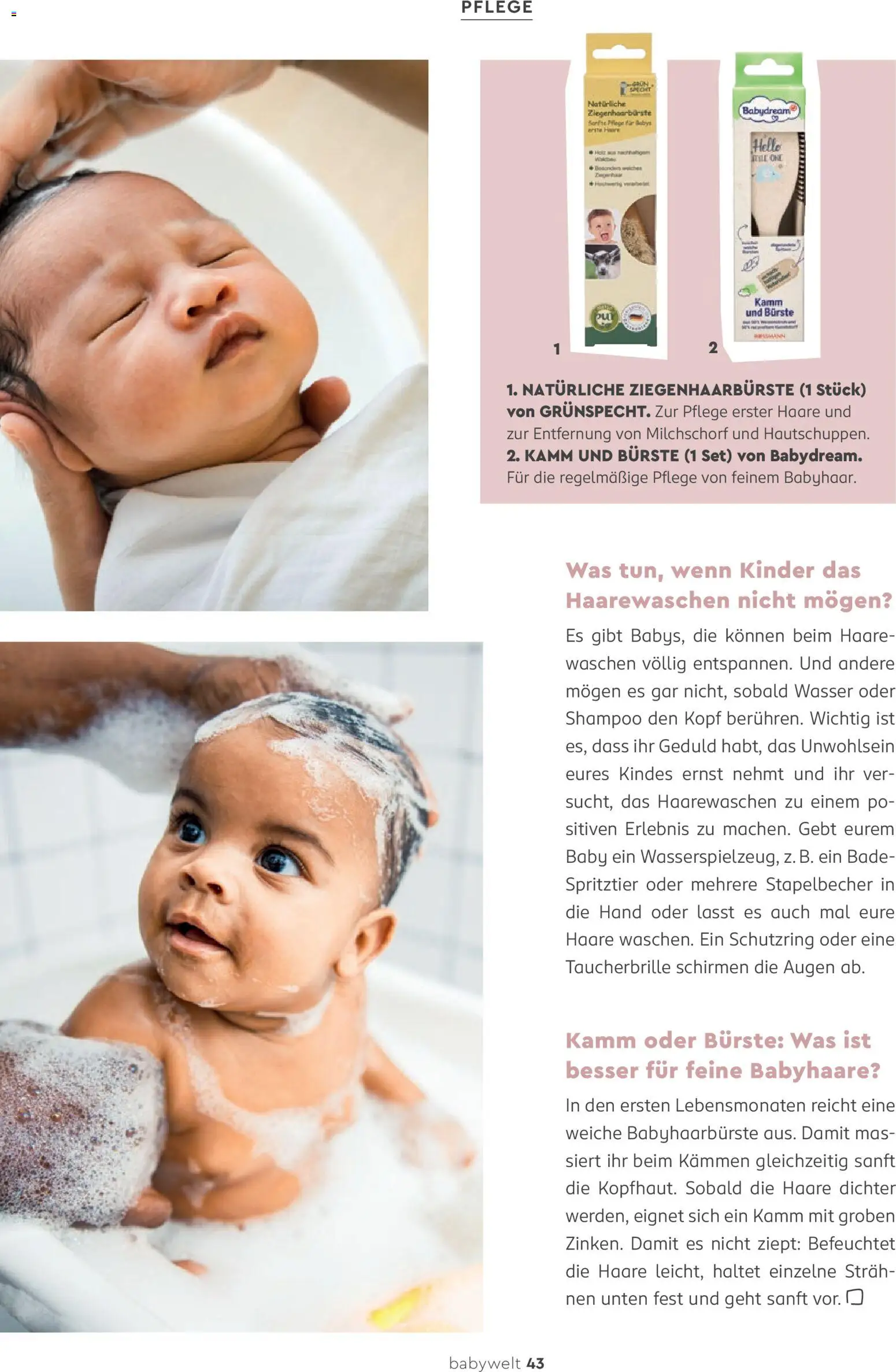 Rossmann babywelt Elternmagazin – gültig ab 11.12.2025 | Seite: 43 | Produkte: Shampoo, Bürste, Wasser