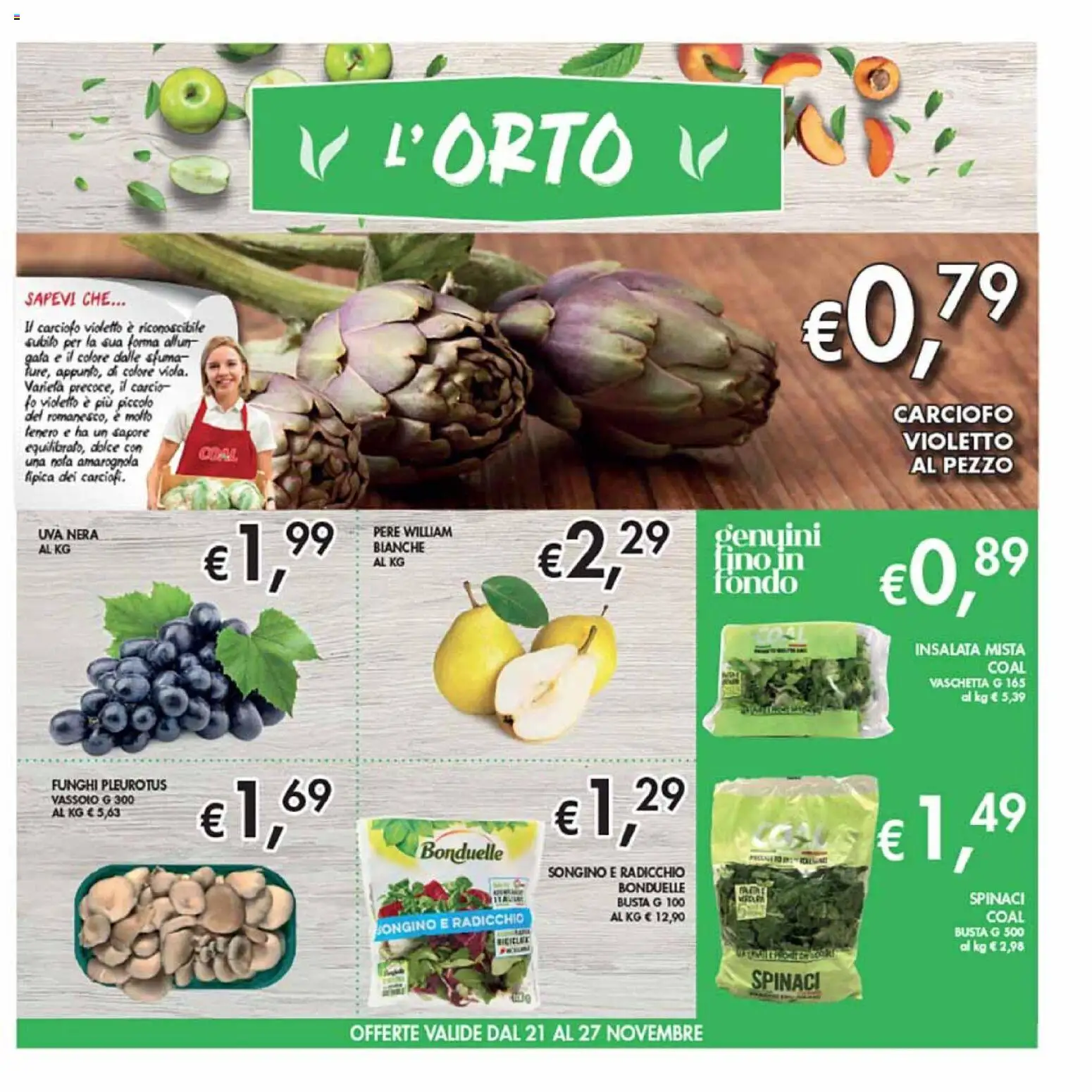 Volantino Coal del 14.11.2025 | Pagina: 3 | Prodotti: Insalata, Spinaci, Uva, Vassoio