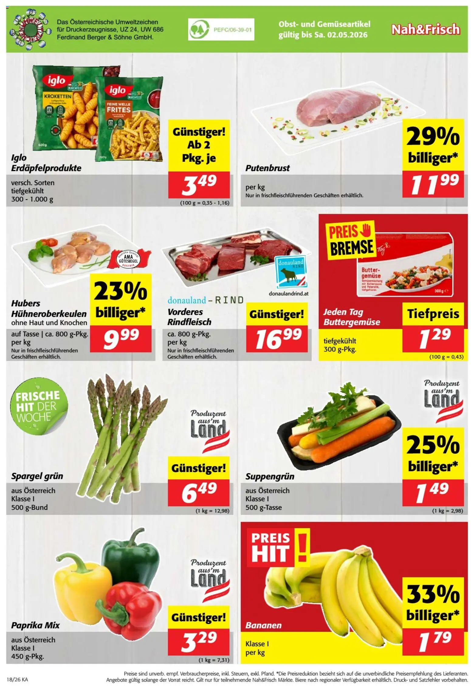 Nah und Frisch Flugblatt gültig ab 29.04.2026 | Seite: 8 | Produkte: Obst, Butter, Bananen, Rindfleisch