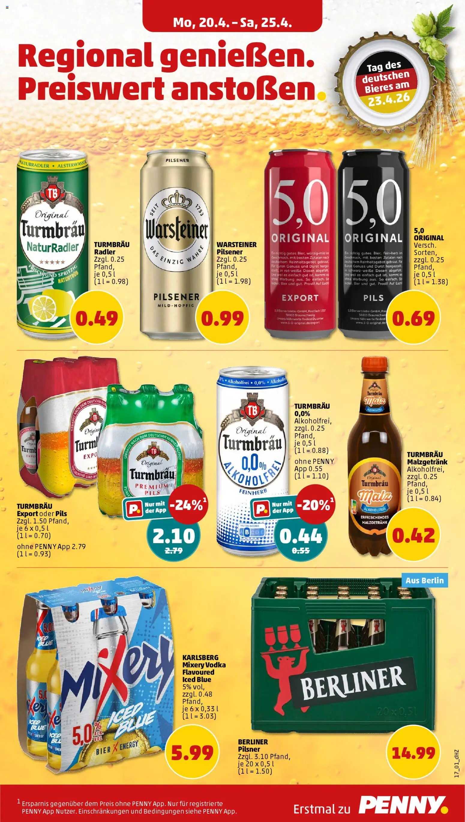 Penny Prospekt 	 – gültig ab 20.04.2026 | Seite: 23 | Produkte: Bier, Radler, Warsteiner, Vodka
