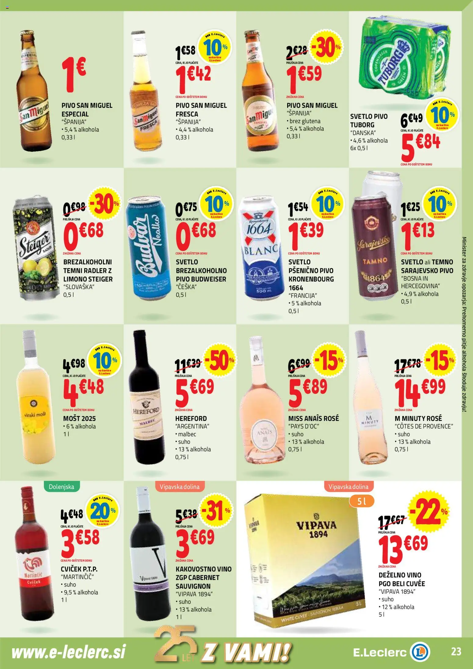 Novi E.leclerc katalog ponudbe – veljaven od 29.10.2025 | Stran: 23 | Izdelki: Radler, Vino, Pivo