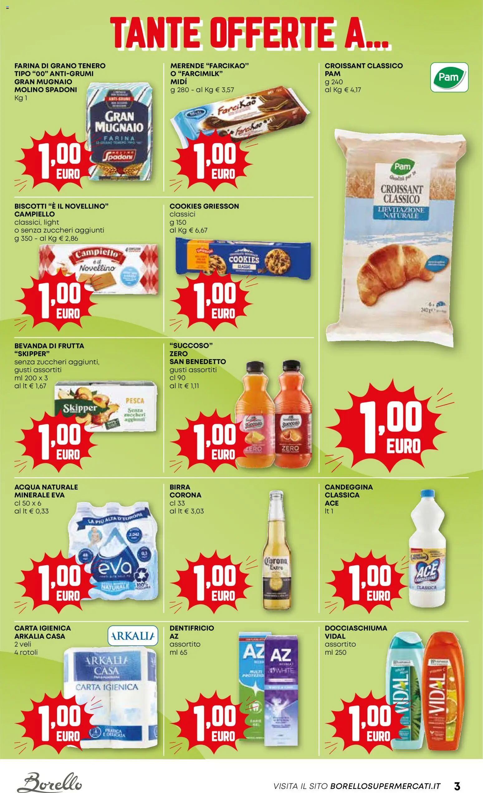 Volantino Borello Supermercati del 06.11.2025 | Pagina: 3 | Prodotti: Carta igienica, Dentifricio, Birra, Acqua