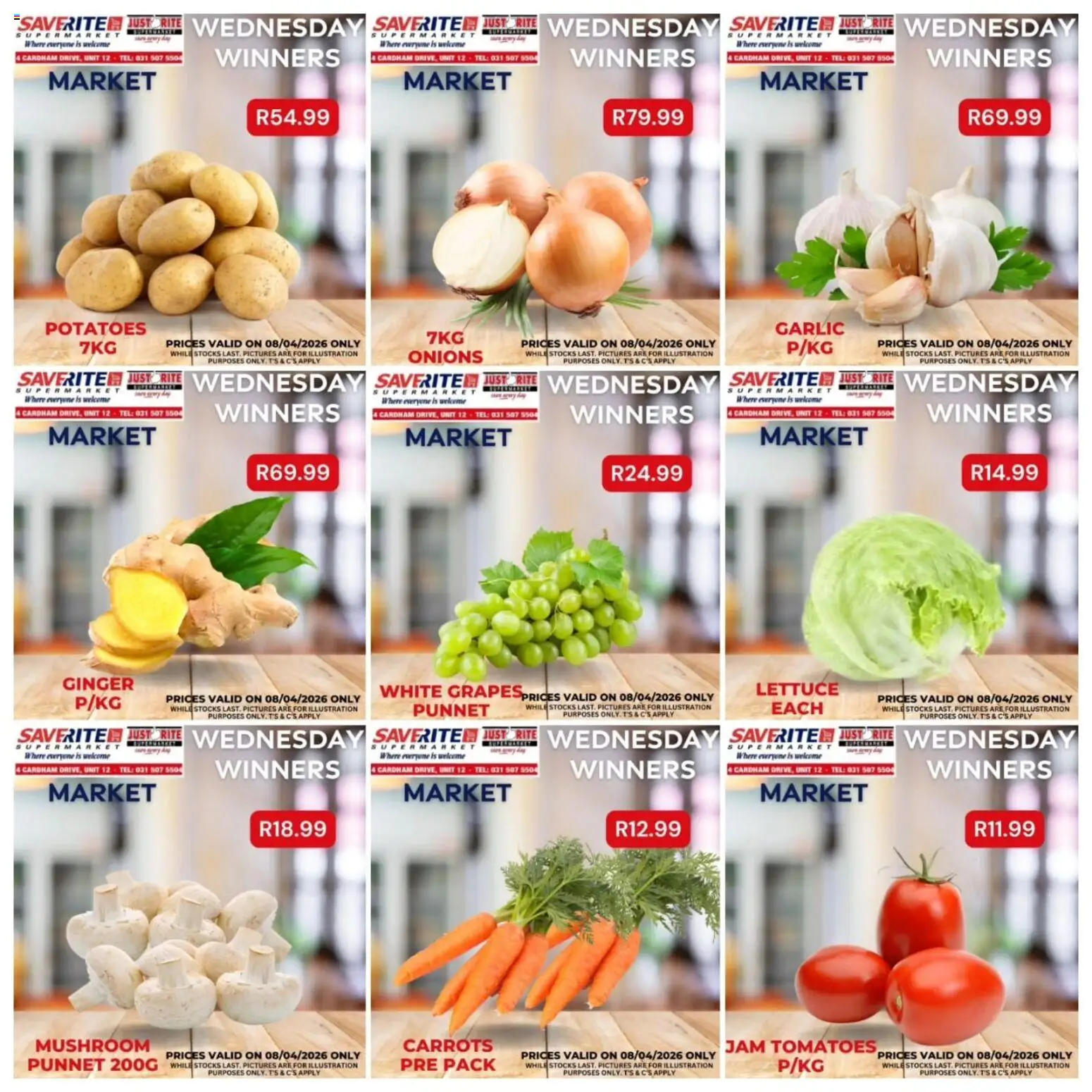 New Saverite catalogue – valid from 08.04.2026 | Page: 1 | Products: Jam, Tomatoes, Carrots, Onions
