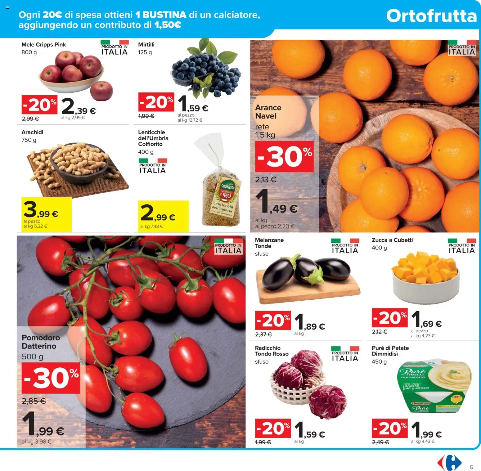 Volantino Carrefour del 02.12.2025 | Pagina: 5 | Prodotti: Mele, Lenticchie, Pomodoro, Mirtilli