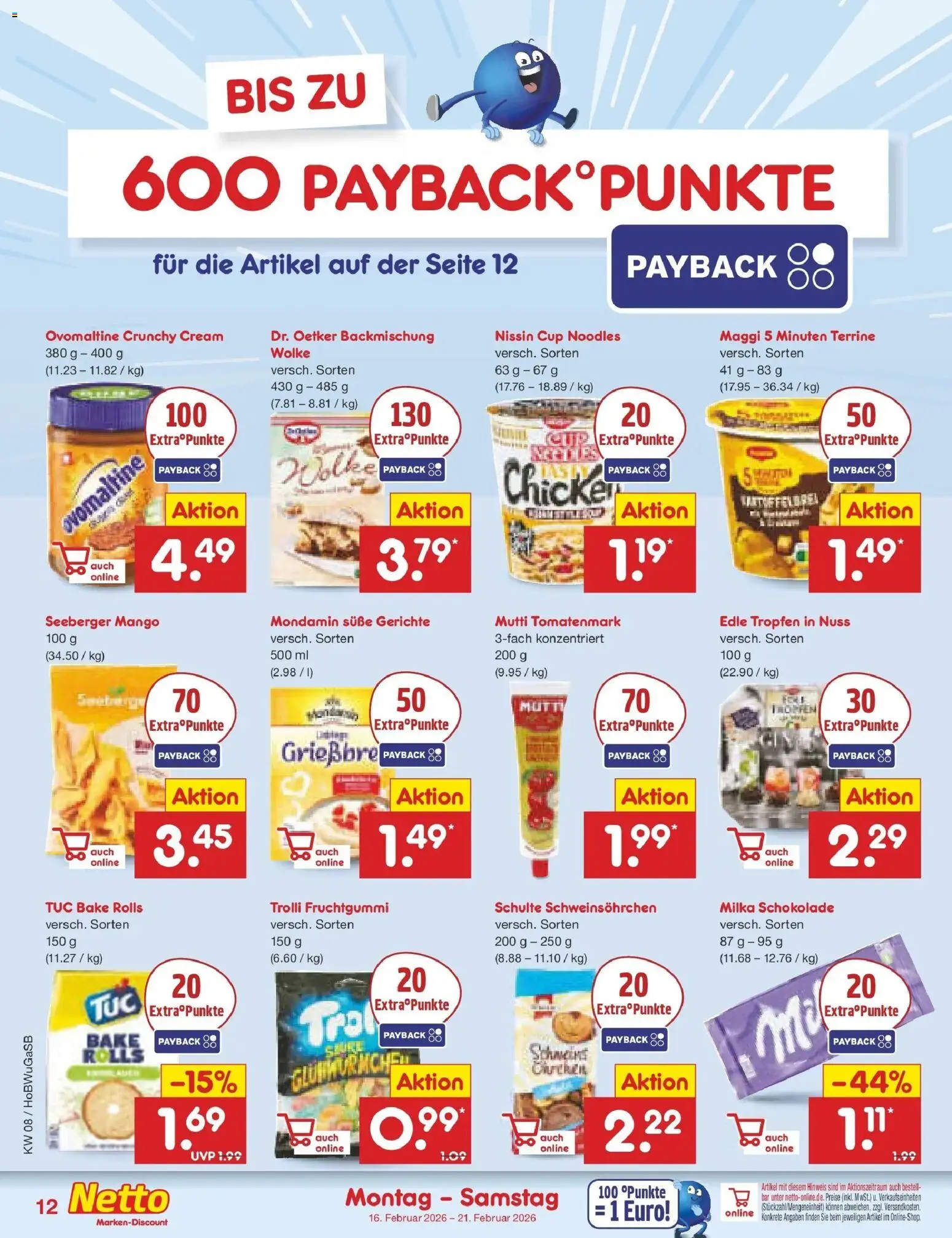 Netto Marken-Discount - Netto: Wochenangebote – gültig ab 15.02.2026 | Seite: 12 | Produkte: Ovomaltine, Schokolade, Milka, Mango