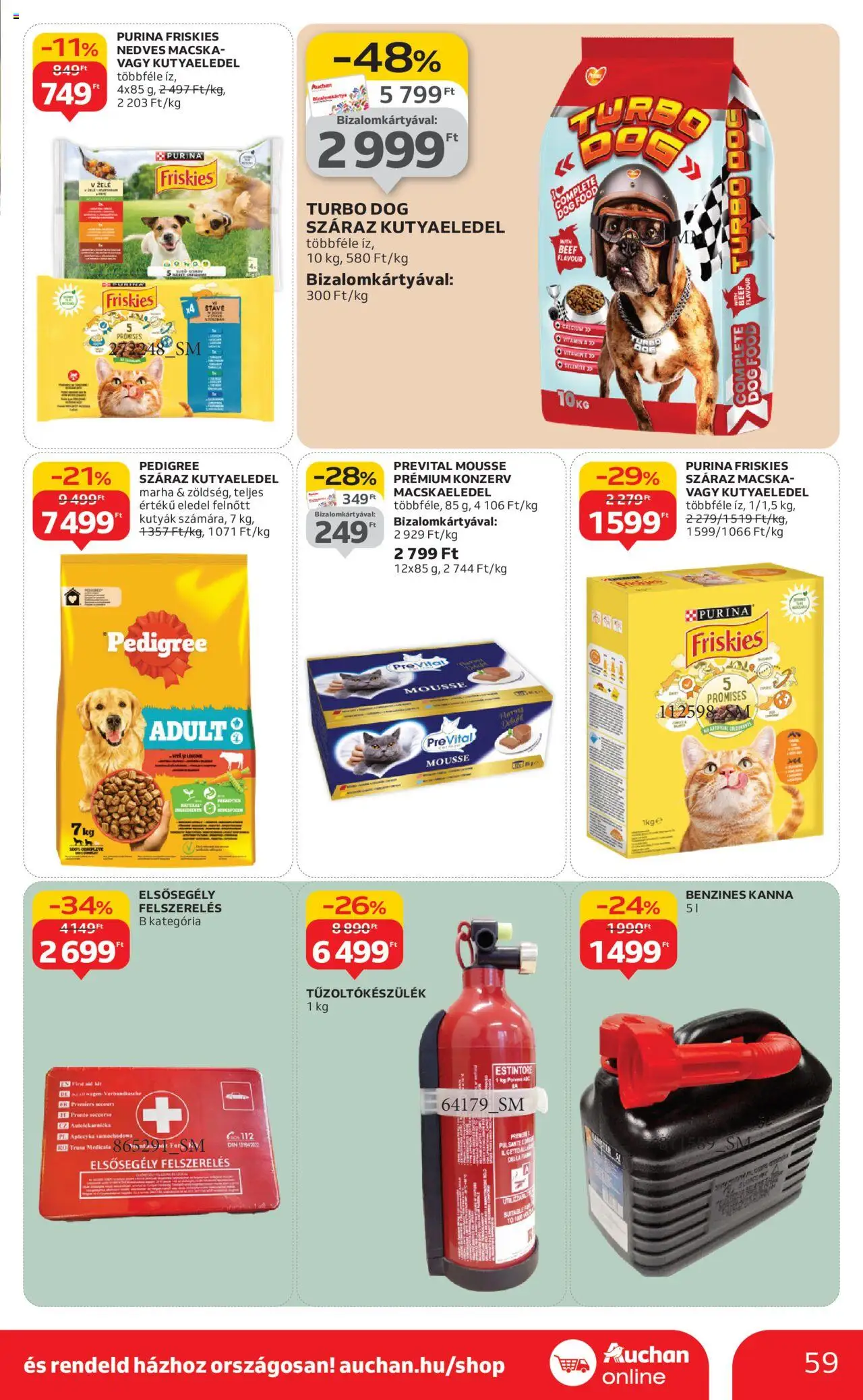 Auchan akciós ujság - amely érvényes a következő dátumtól: 09.10.2025 | Oldal: 59 | Termékek: Macskaeledel, Kutyaeledel