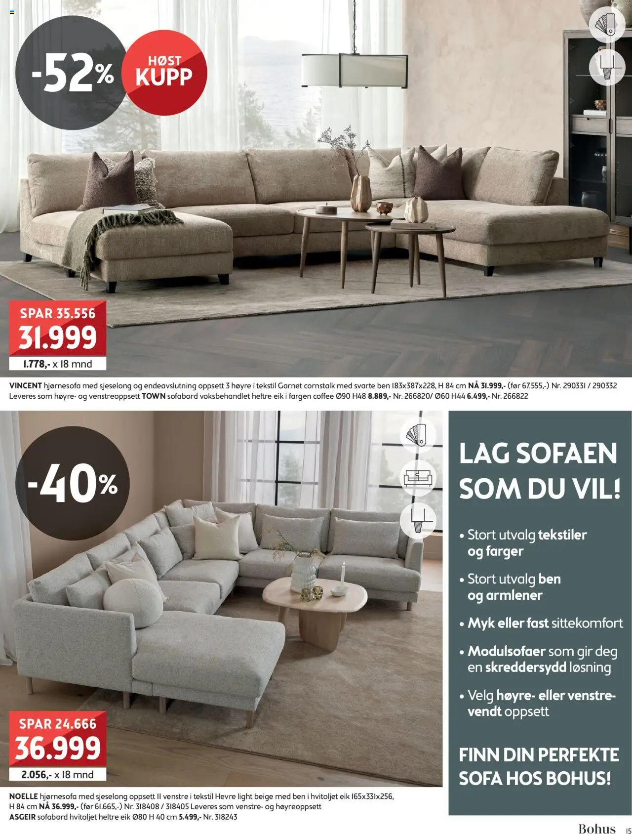 {H1} | Side: 15 | Produkter: Sofa, Sjeselong