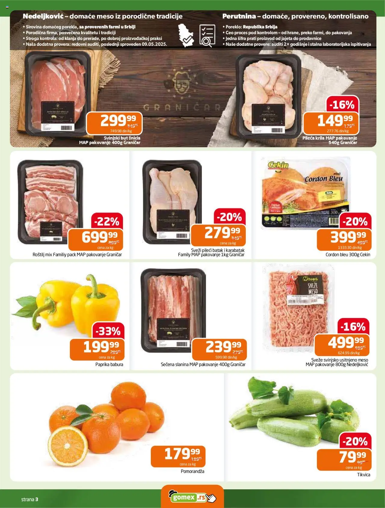 Gomex katalog - važi od 02.07.2025 | Strana: 3 | Proizvode: Paprika, Pomorandza, Pileći batak, Roštilj