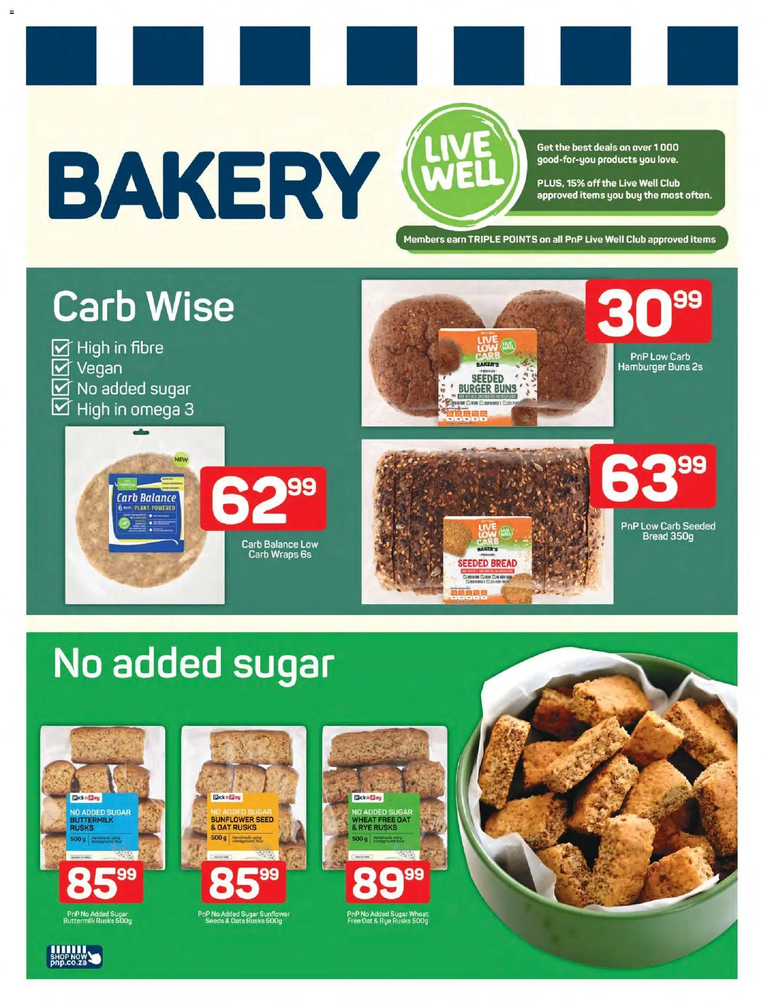 New Pick n Pay catalogue – valid from 20.04.2026 | Page: 5 | Products: Buns, Oats, Rusks, Sugar