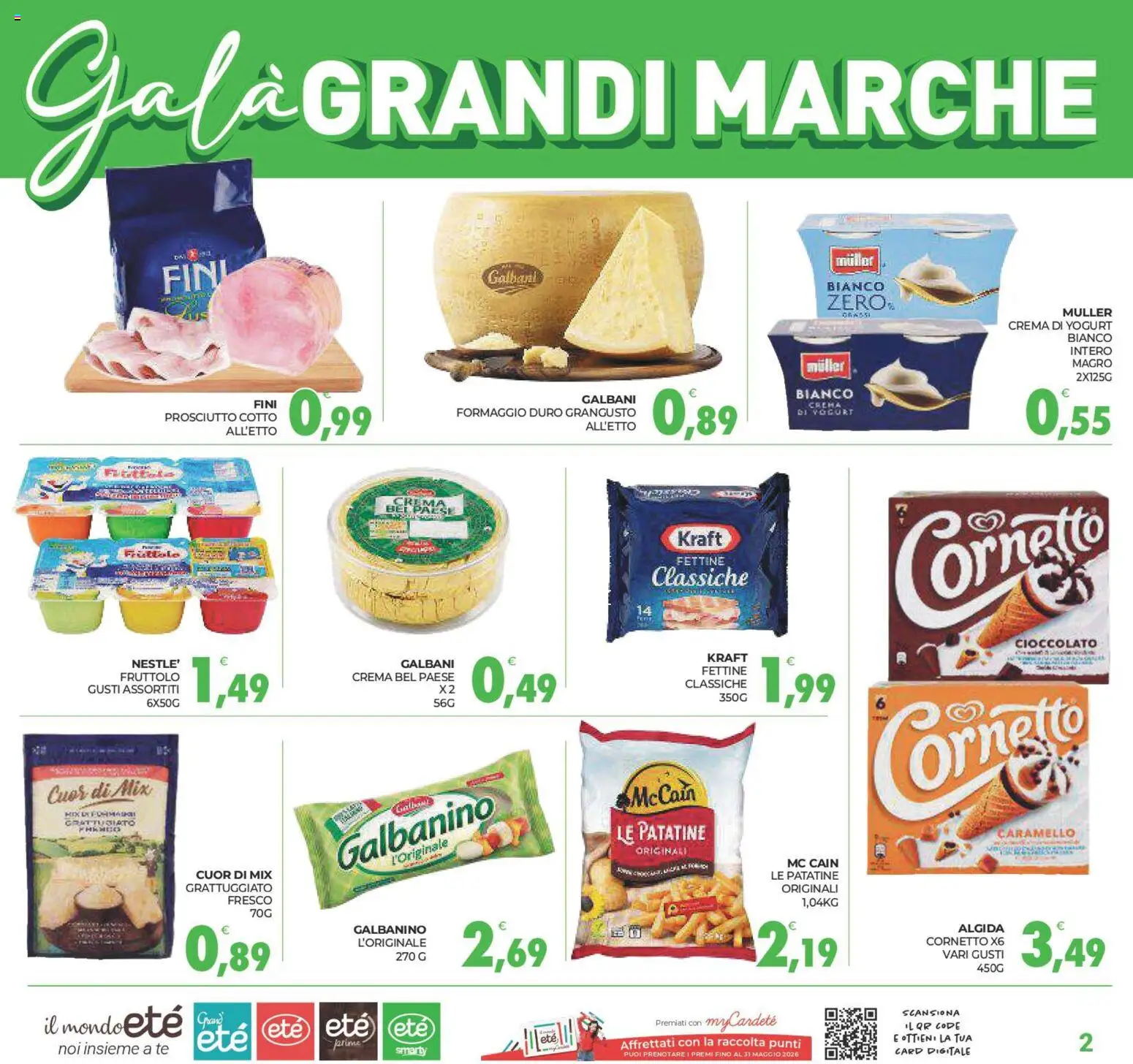 Volantino Eté del 29.04.2026 | Pagina: 2 | Prodotti: Prosciutto Cotto, Cornetto, Patatine, Prosciutto