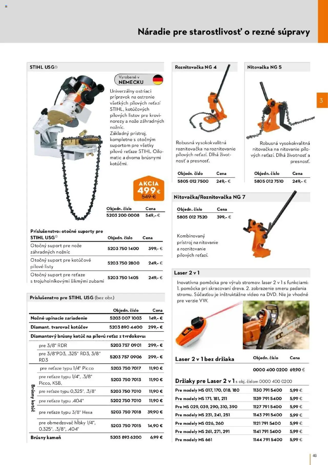 Nové STIHL akcie – leták je platný od 01.04.2025 | Strana: 49 | Produkty: Laser, Náradie