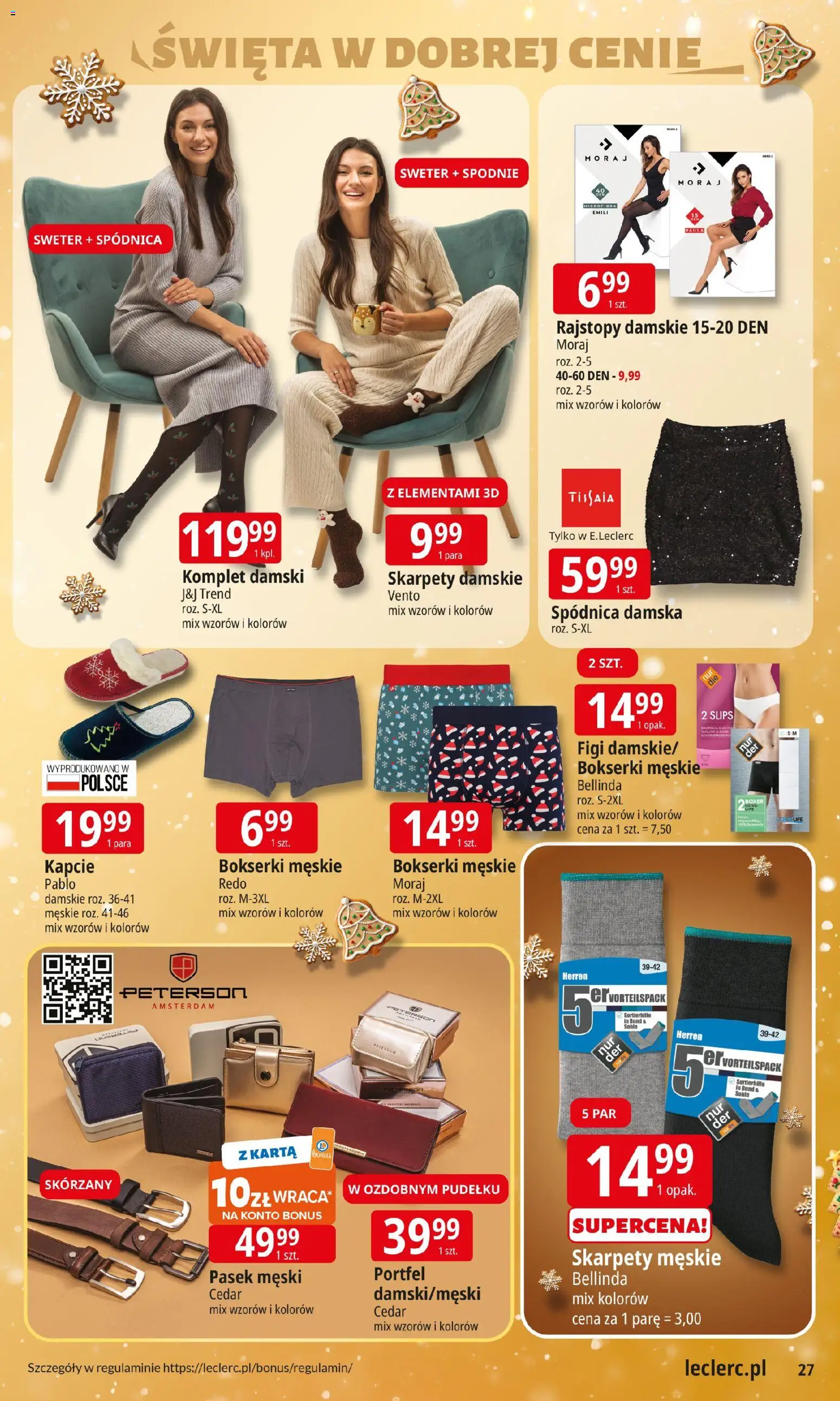 E.Leclerc Gazetka - Elbląg od 09.12.2025 | Strona: 27 | Produkty: Spodnie, Kapcie, Pasek, Bokserki męskie