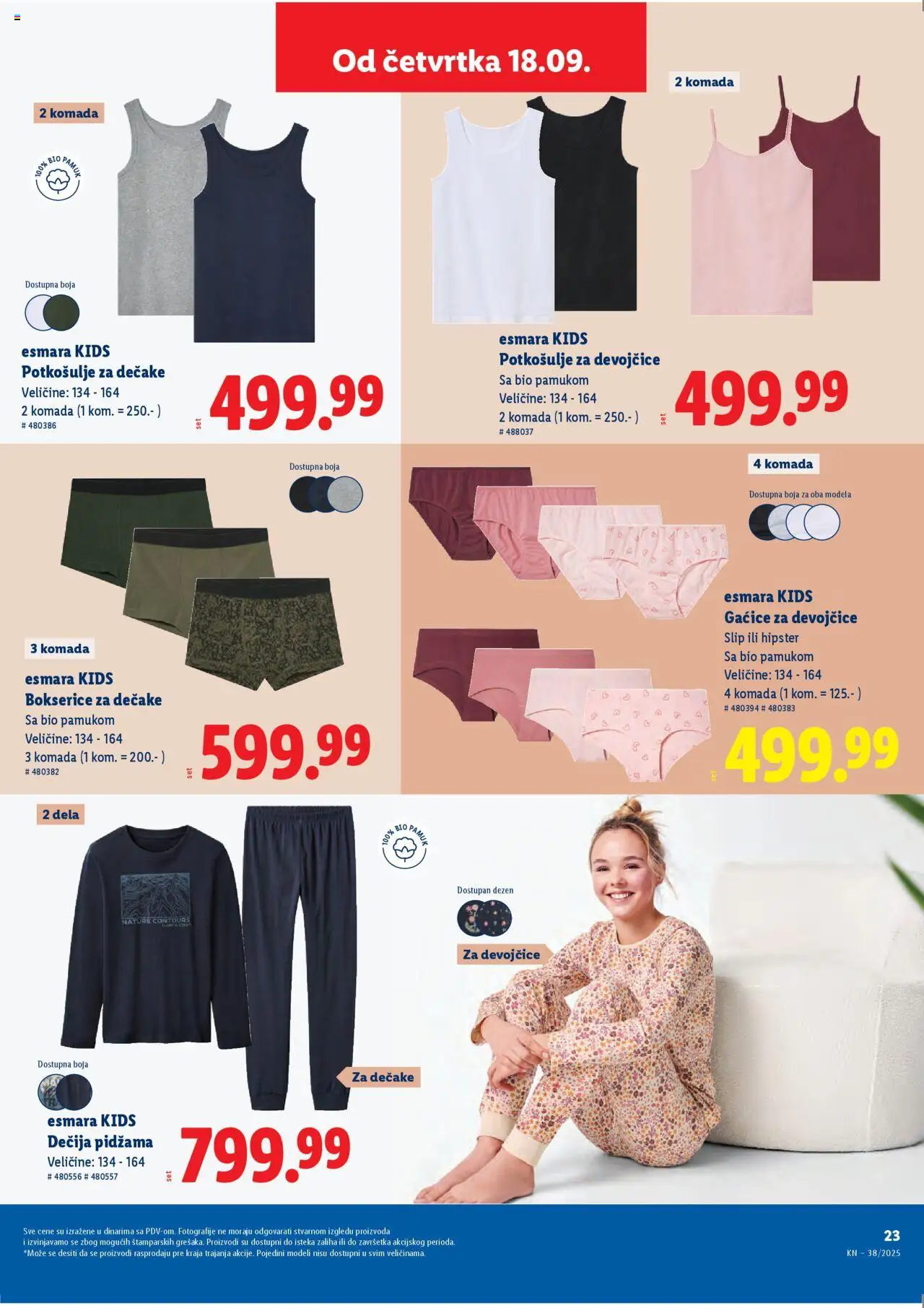 Lidl katalog - važi od 18.09.2025 | Strana: 23 | Proizvode: Gaćice, Pidžama, Bokserice