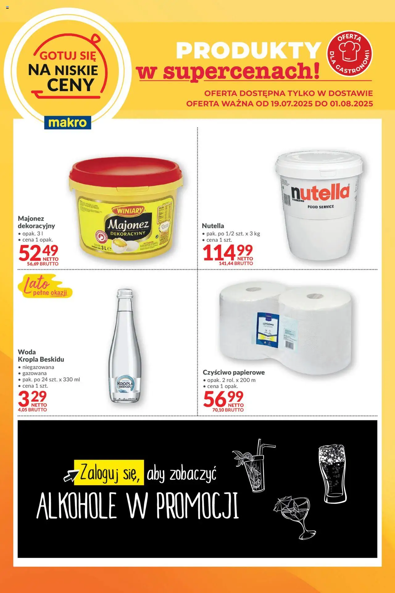 Makro Gazetka - Gotuj się na niskie ceny w dostawie od 19.07.2025 | Strona: 1 | Produkty: Nutella, Woda, Majonez