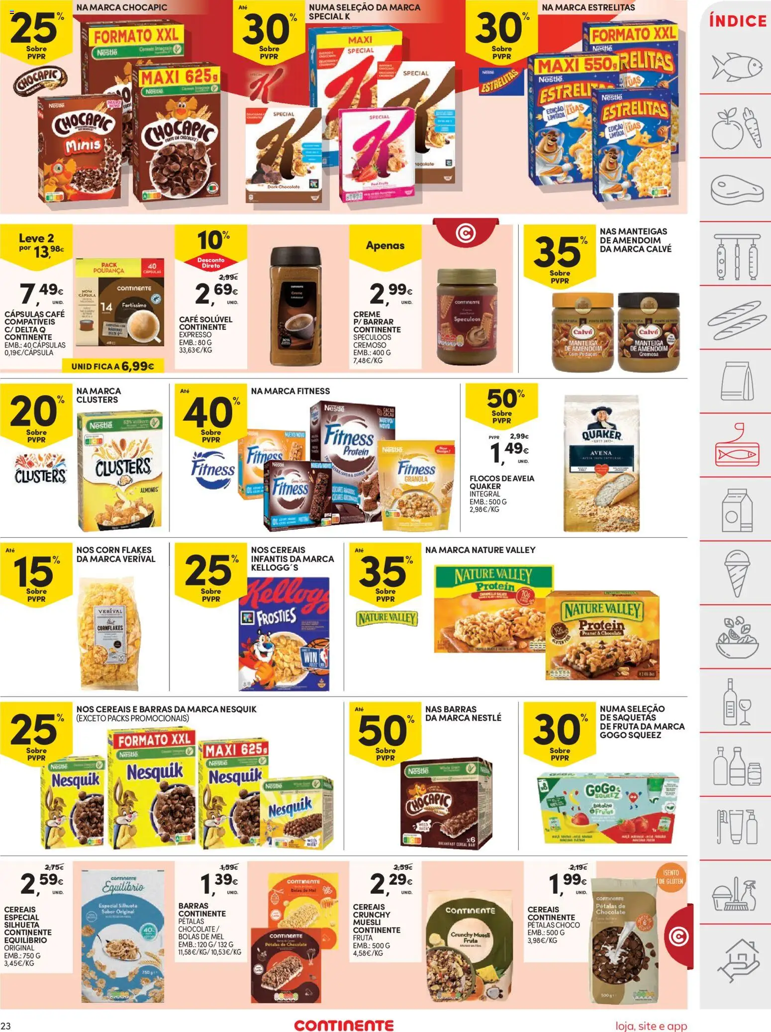 Continente folheto │ válido de 14.04.2026 | Página: 23 | Produtos: Manteiga de amendoim, Delta q, Café, Chocolate